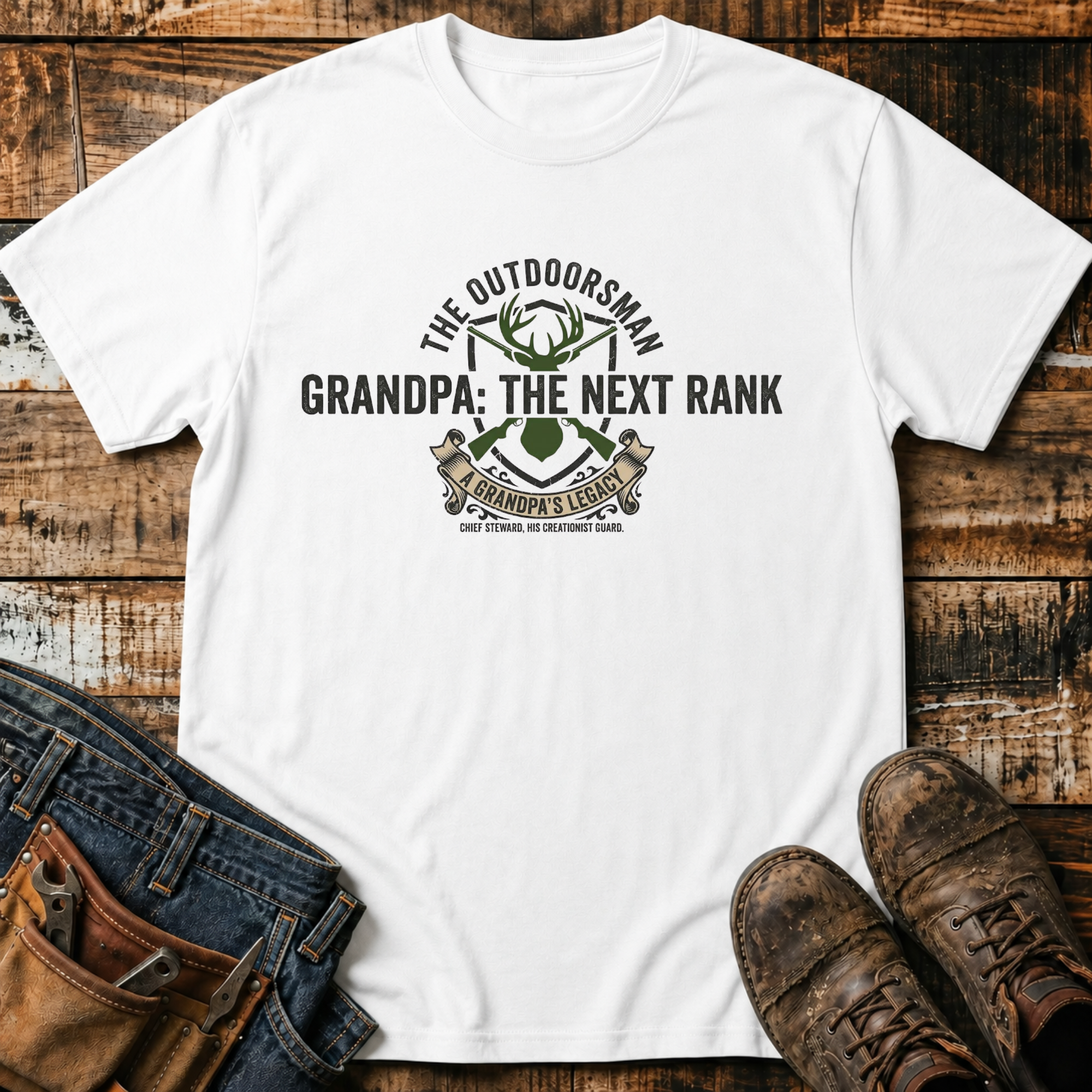 Grandpa: The Next Rank Outdoor Fishing T-Shirt