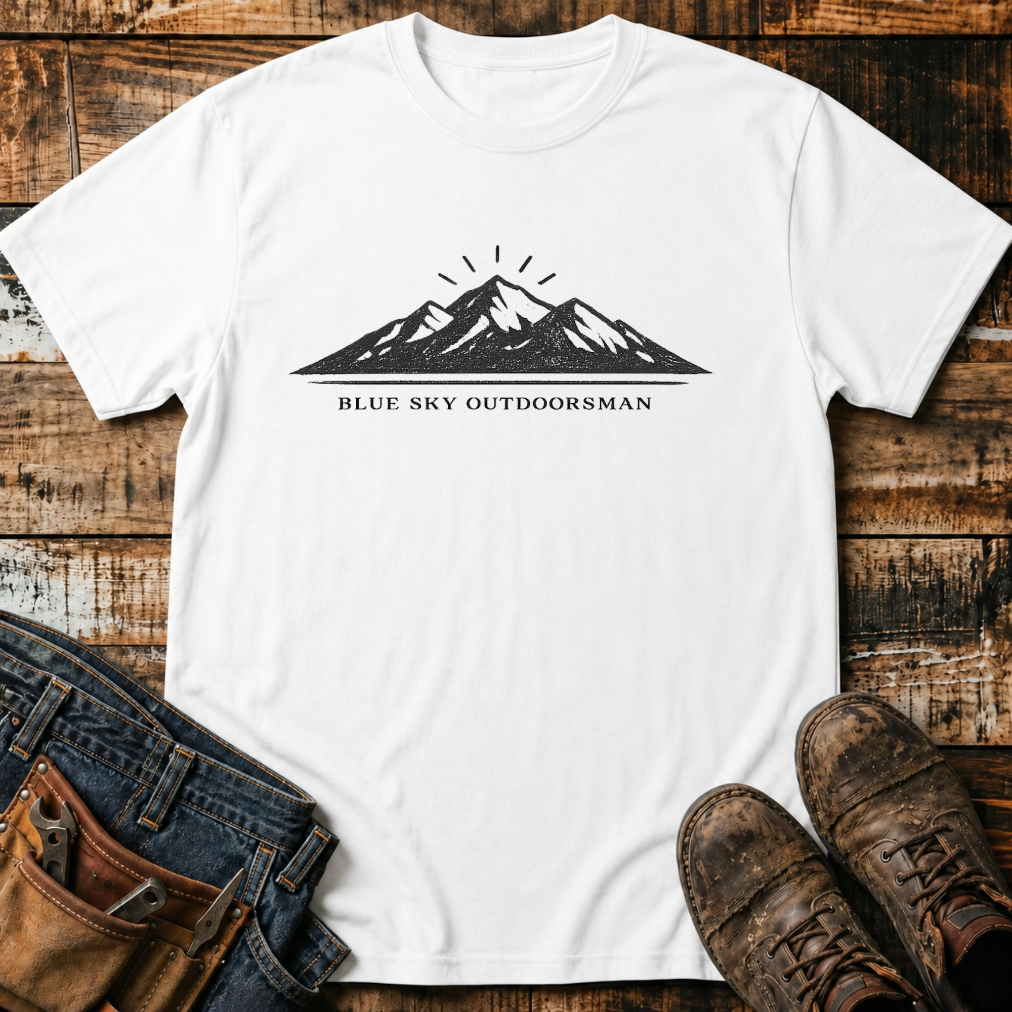 Blue Sky Outdoorsman Mountain T-Shirt