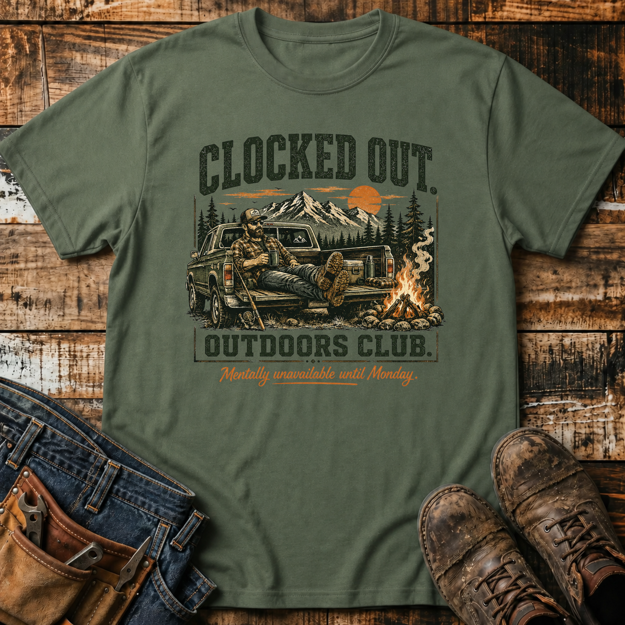 Clocked Out Outdoors Club T-Shirt