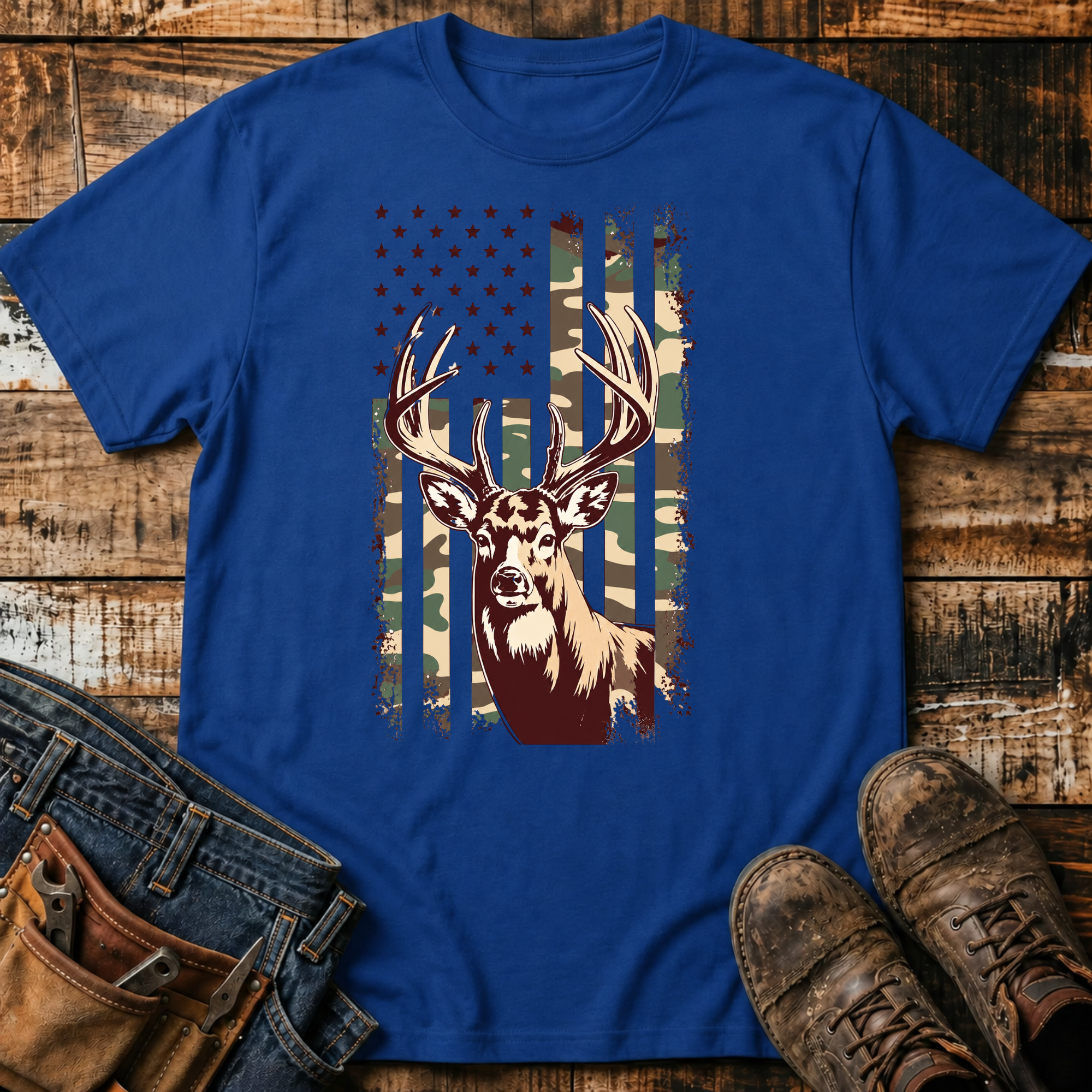 Deer & Camo Flag T-Shirt