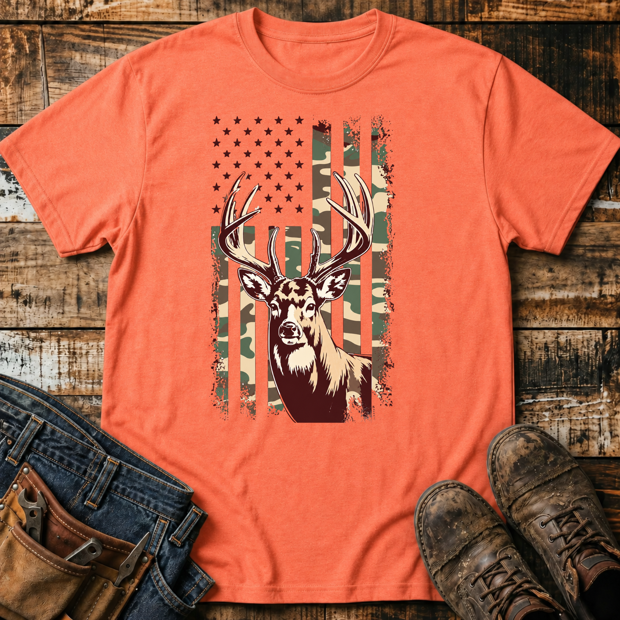 Deer & Camo Flag T-Shirt