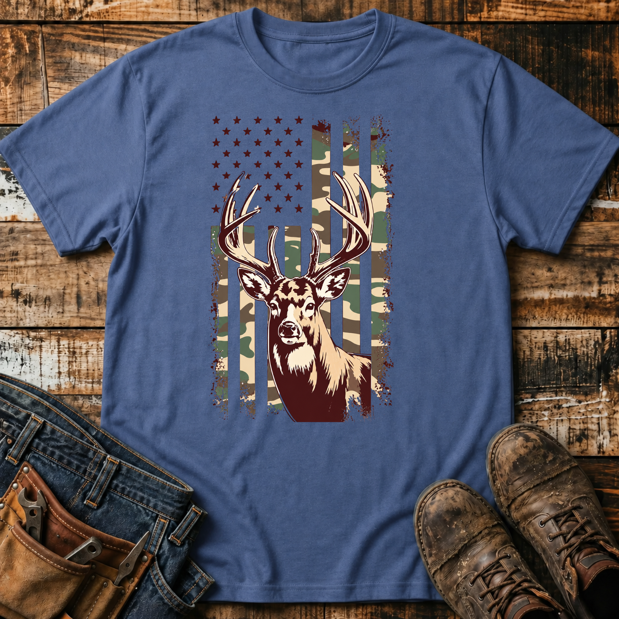 Deer & Camo Flag T-Shirt