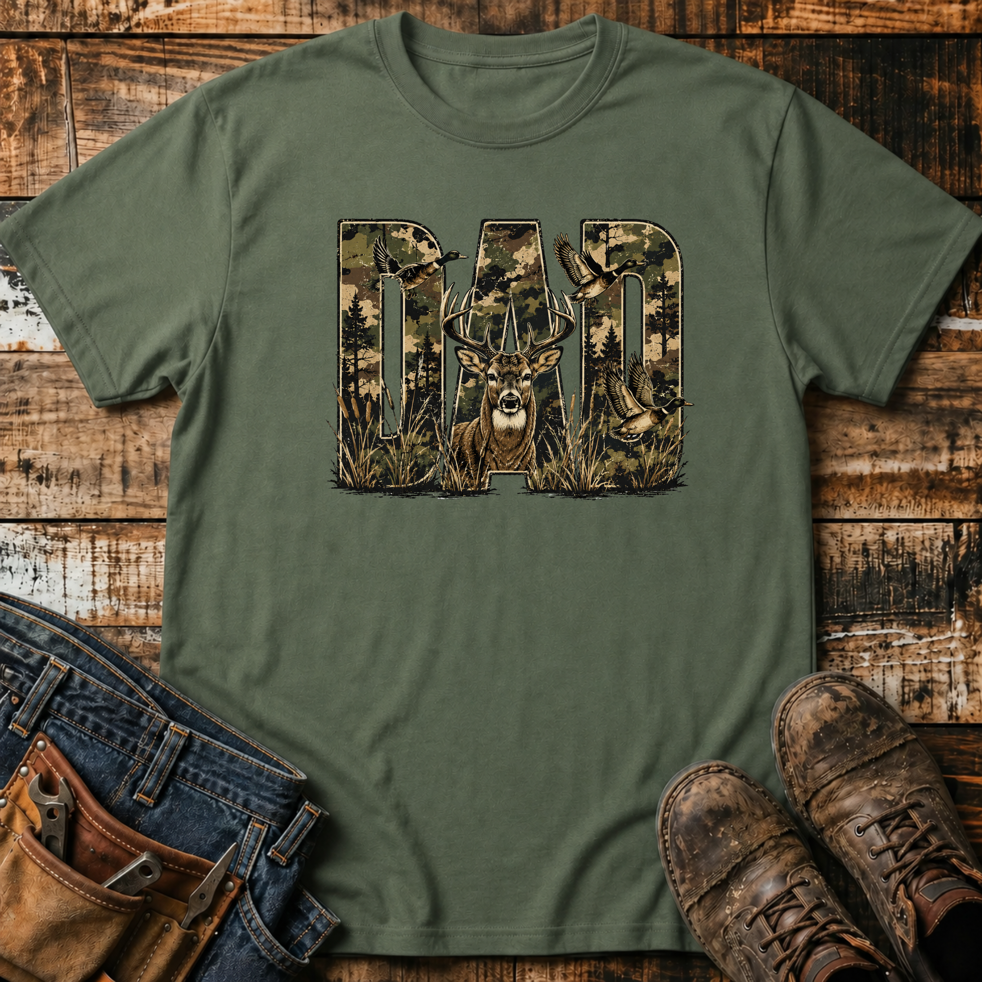 Dad Camo Buck T-Shirt