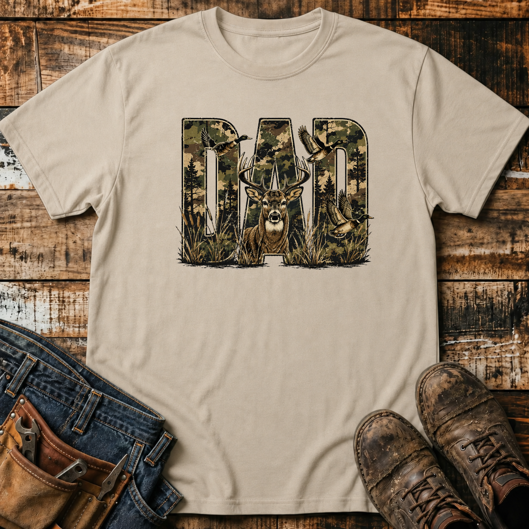Dad Camo Buck T-Shirt