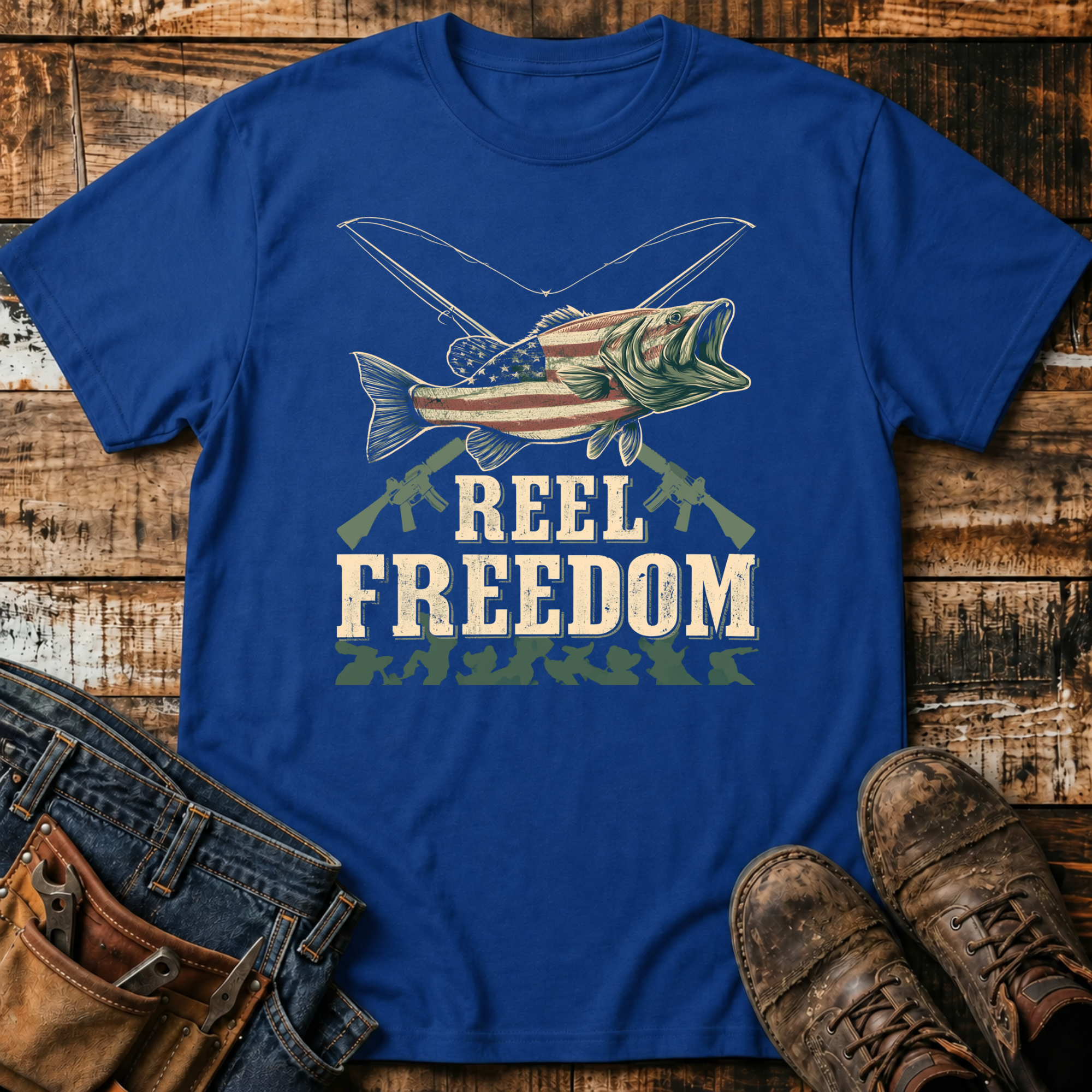 Reel Freedom Patriotic Bass T-Shirt