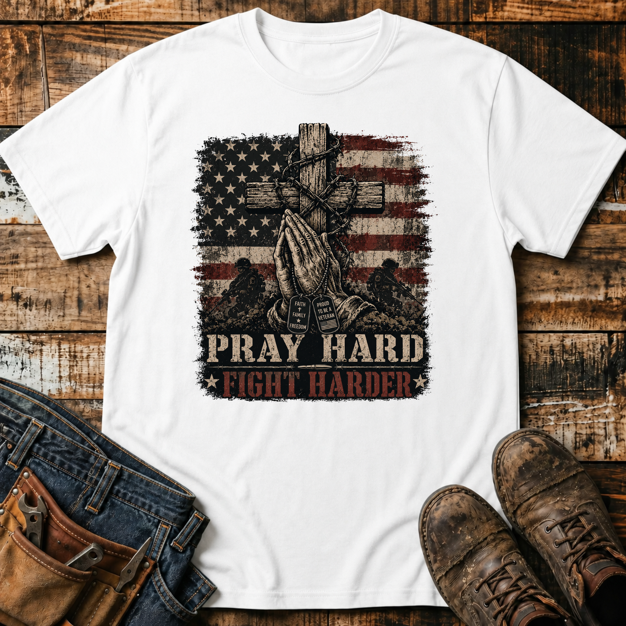 Pray Hard Fight Harder T‑Shirt