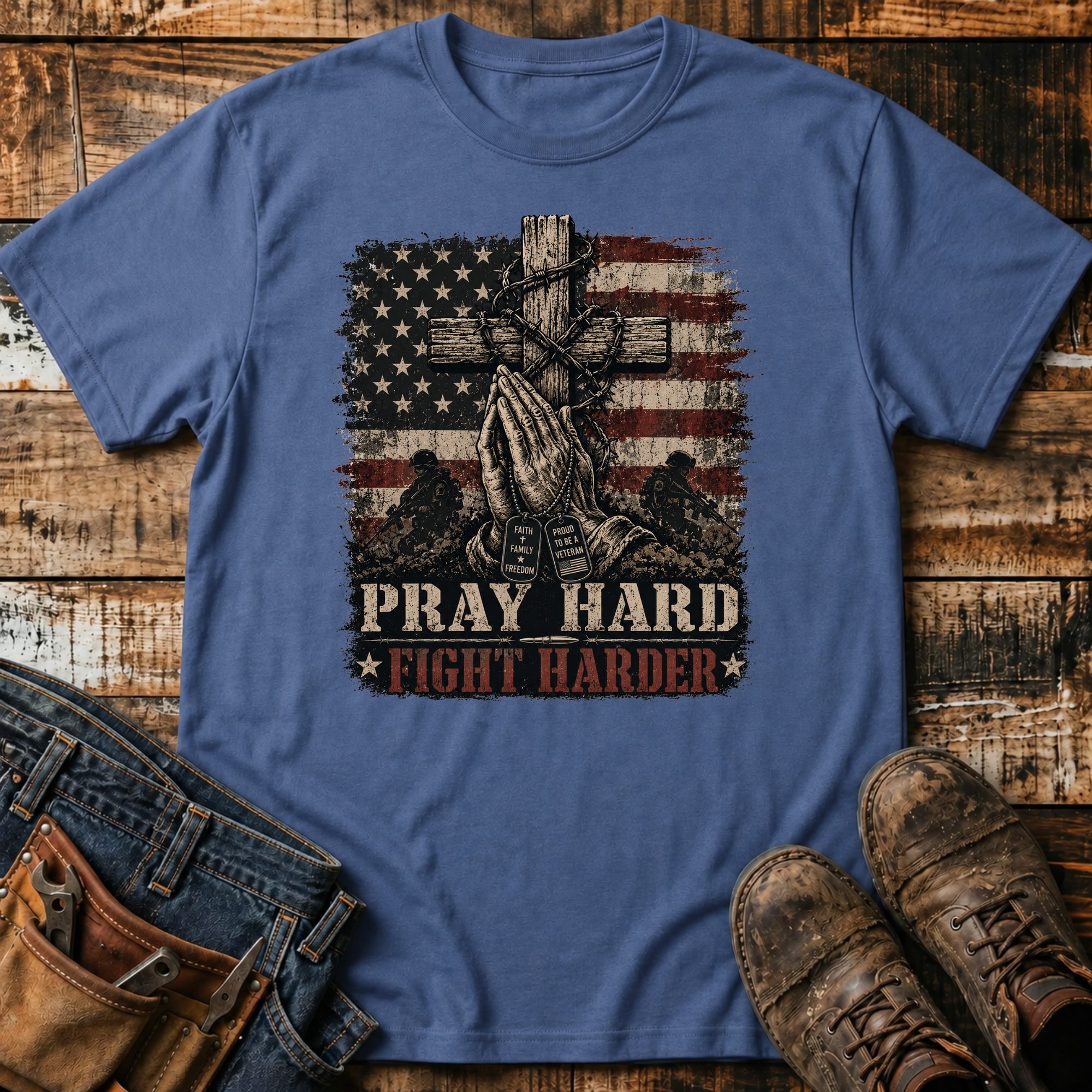 Pray Hard Fight Harder T‑Shirt