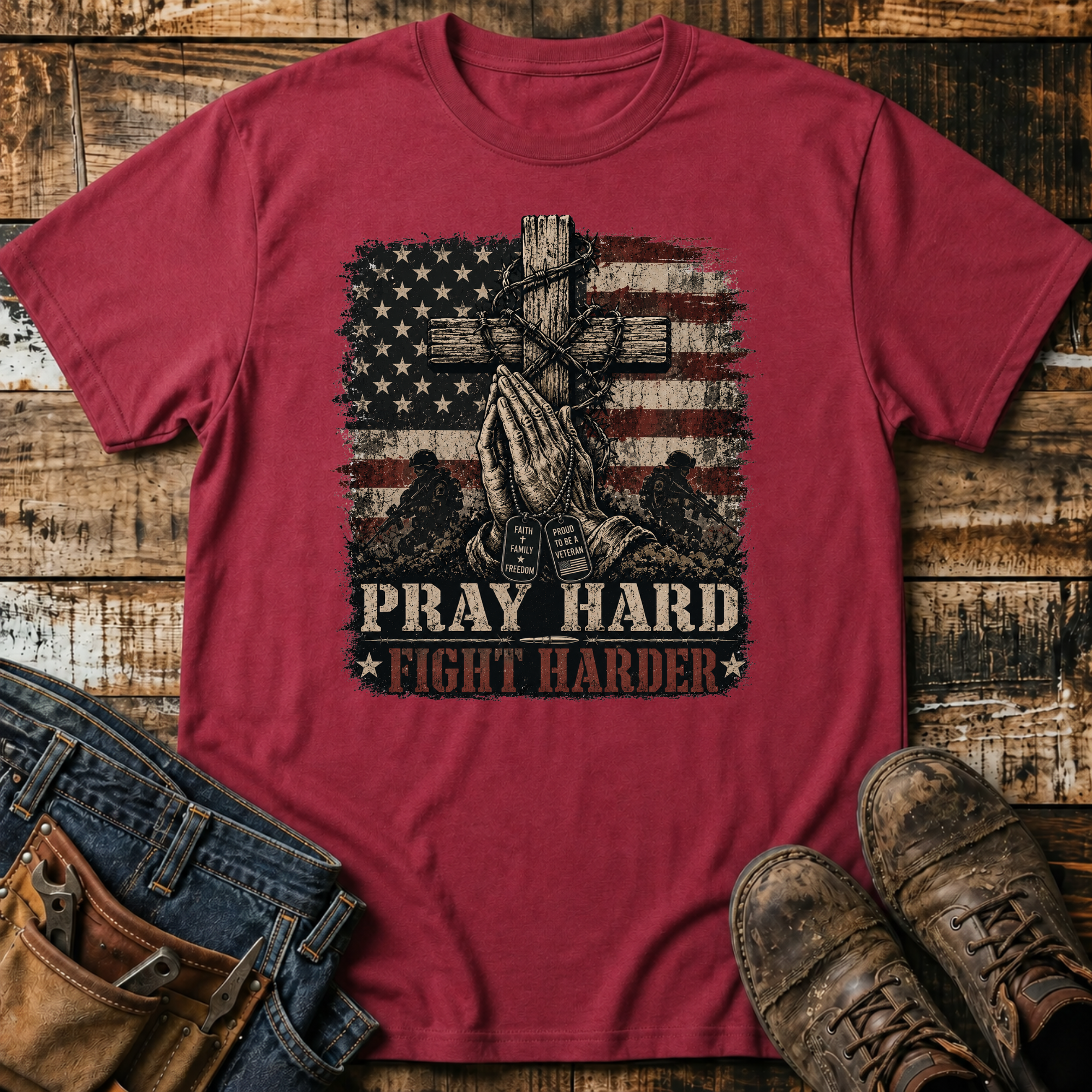 Pray Hard Fight Harder T‑Shirt
