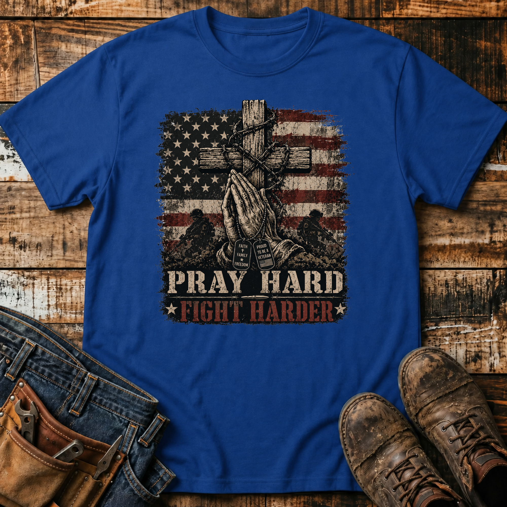 Pray Hard Fight Harder T‑Shirt
