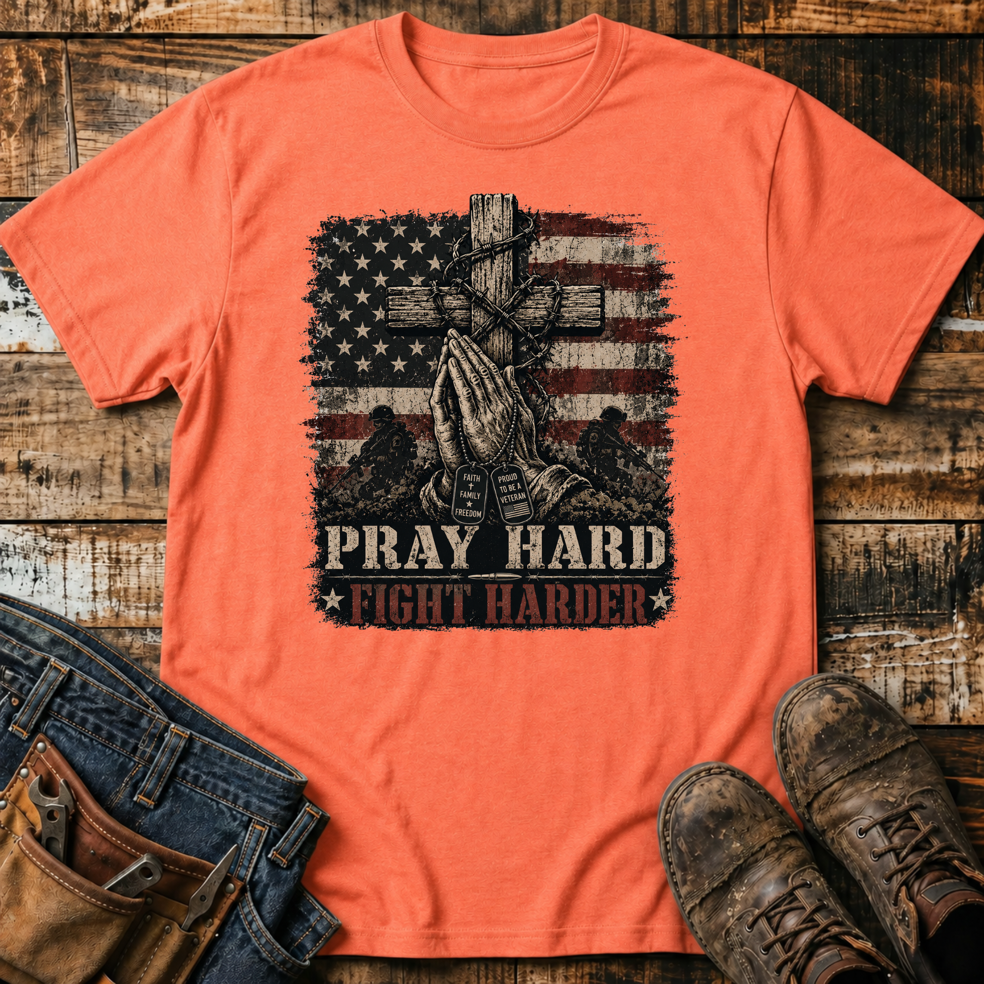 Pray Hard Fight Harder T‑Shirt