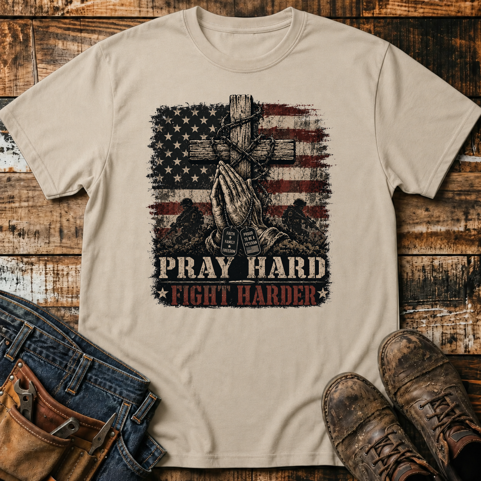Pray Hard Fight Harder T‑Shirt