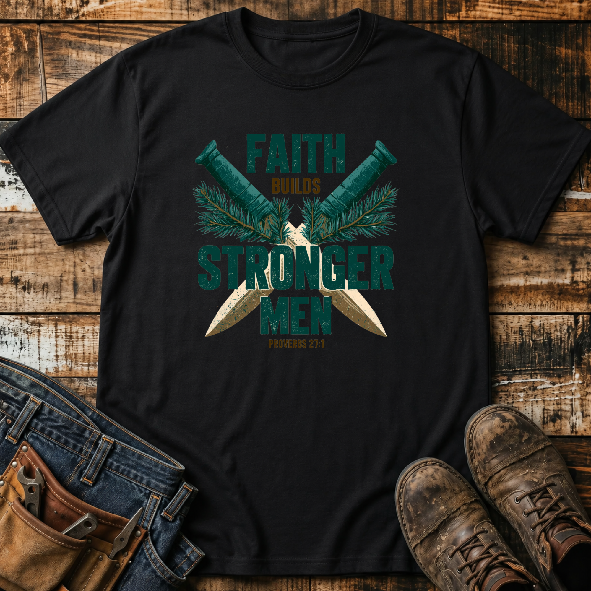 Faith Builds Stronger Men T-Shirt