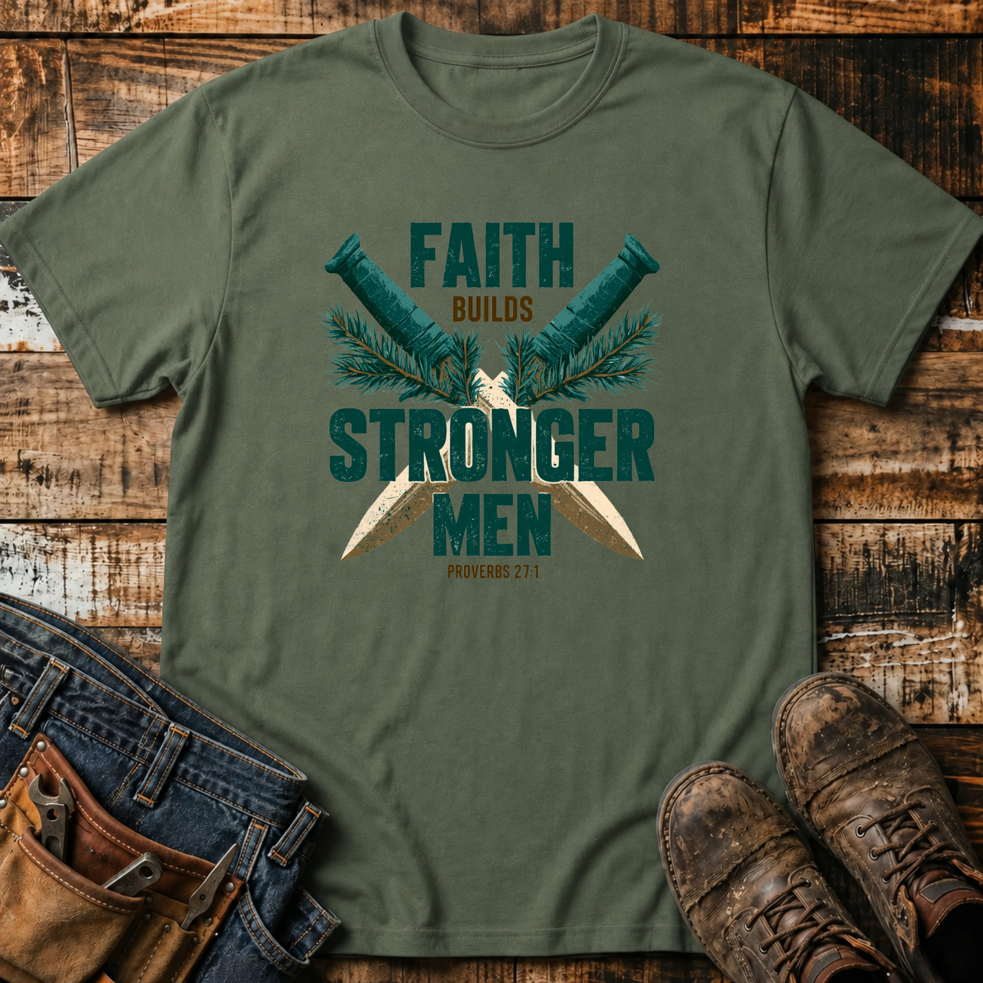 Faith Builds Stronger Men T-Shirt