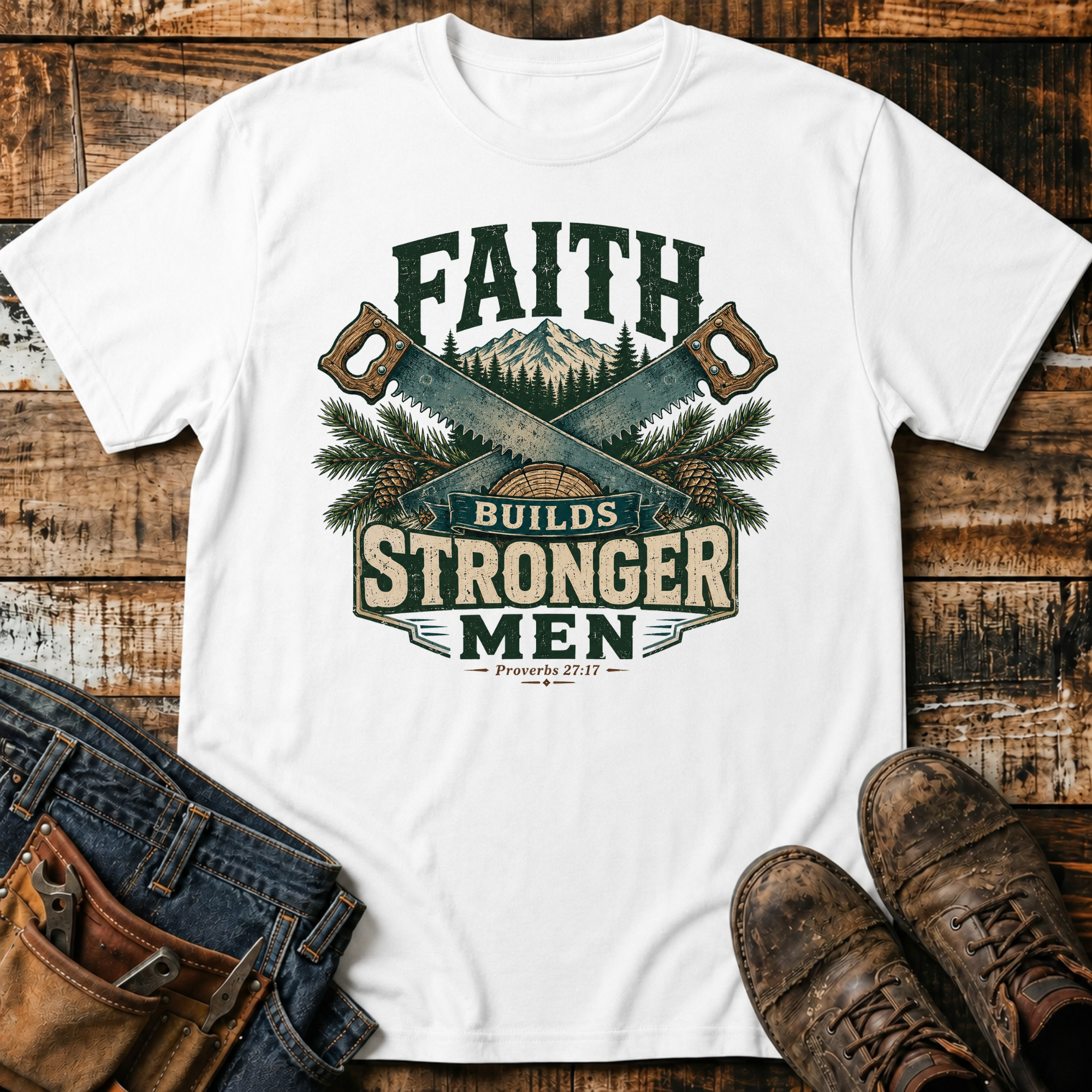 Faith Builds Stronger Men T-Shirt