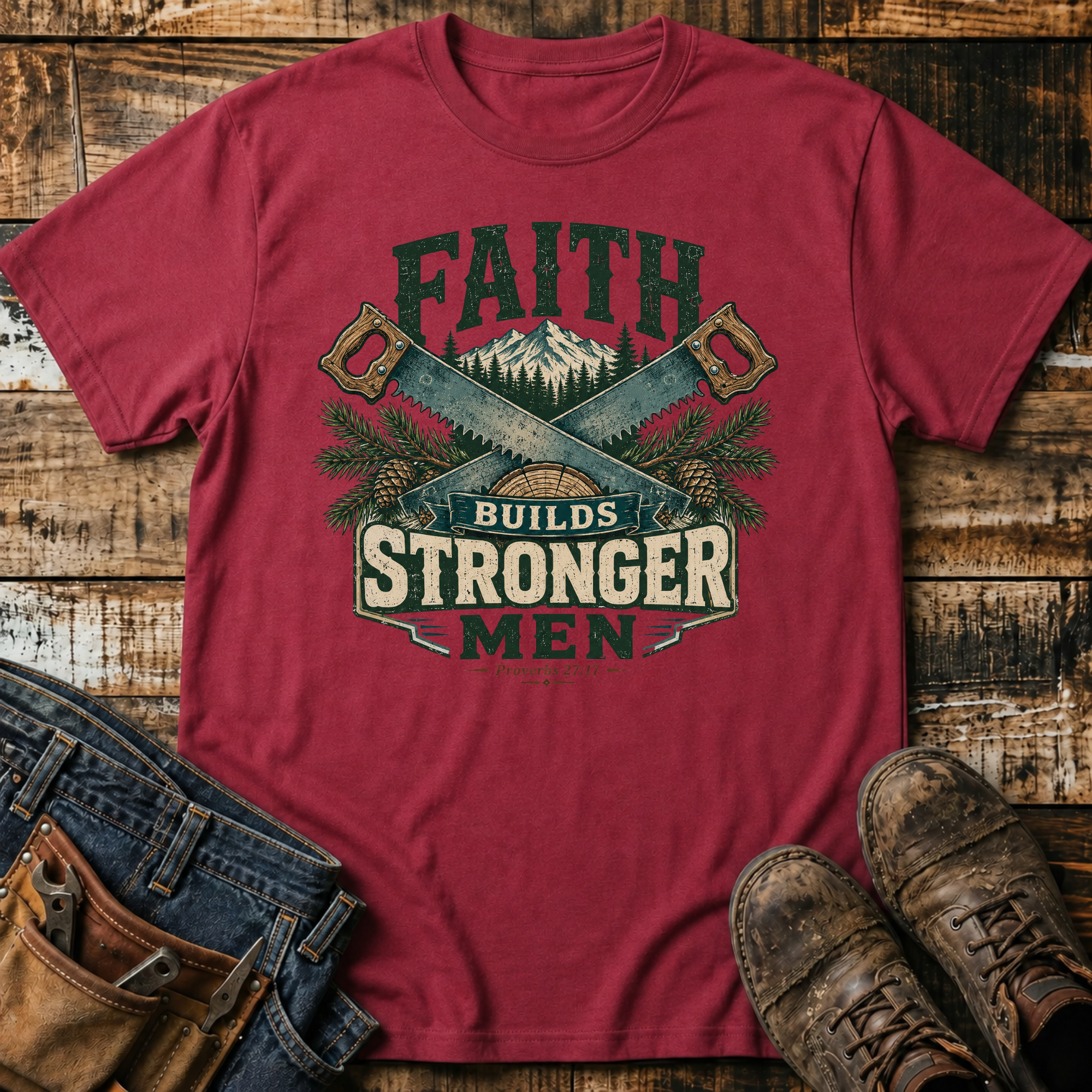 Faith Builds Stronger Men T-Shirt