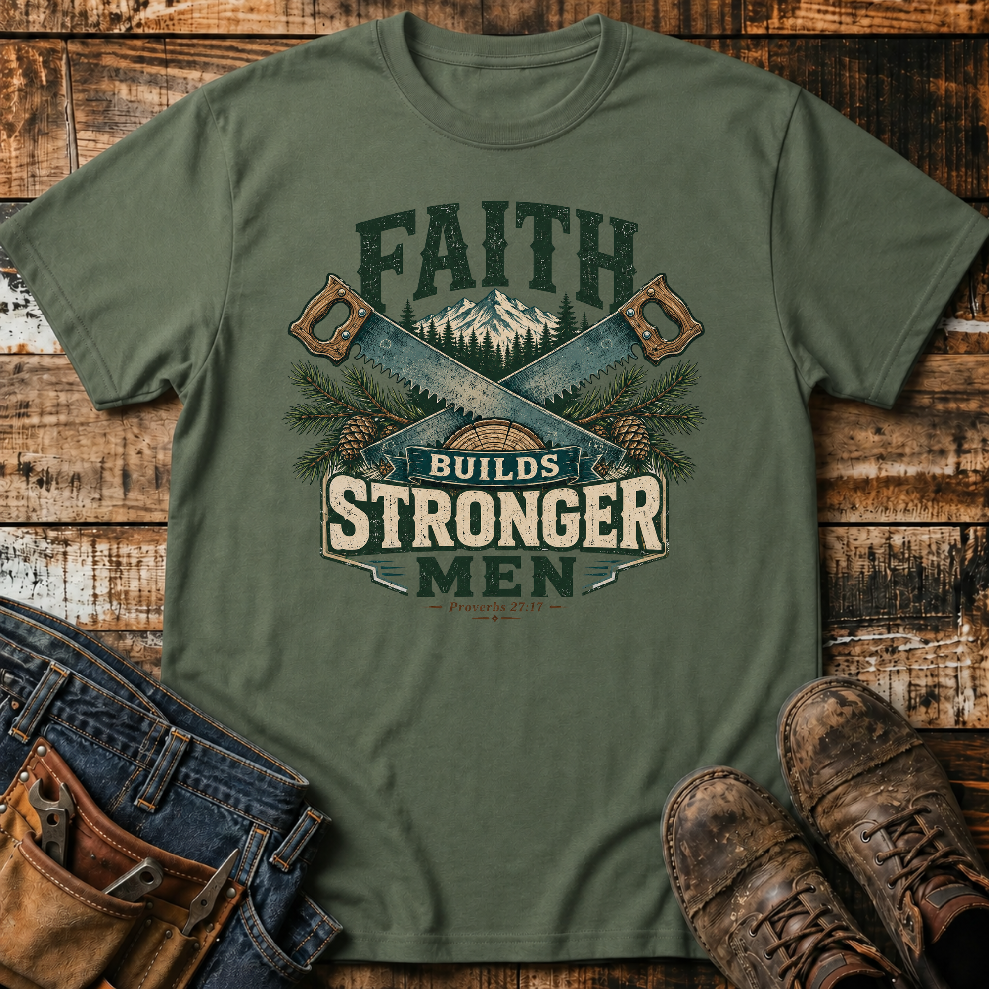 Faith Builds Stronger Men T-Shirt