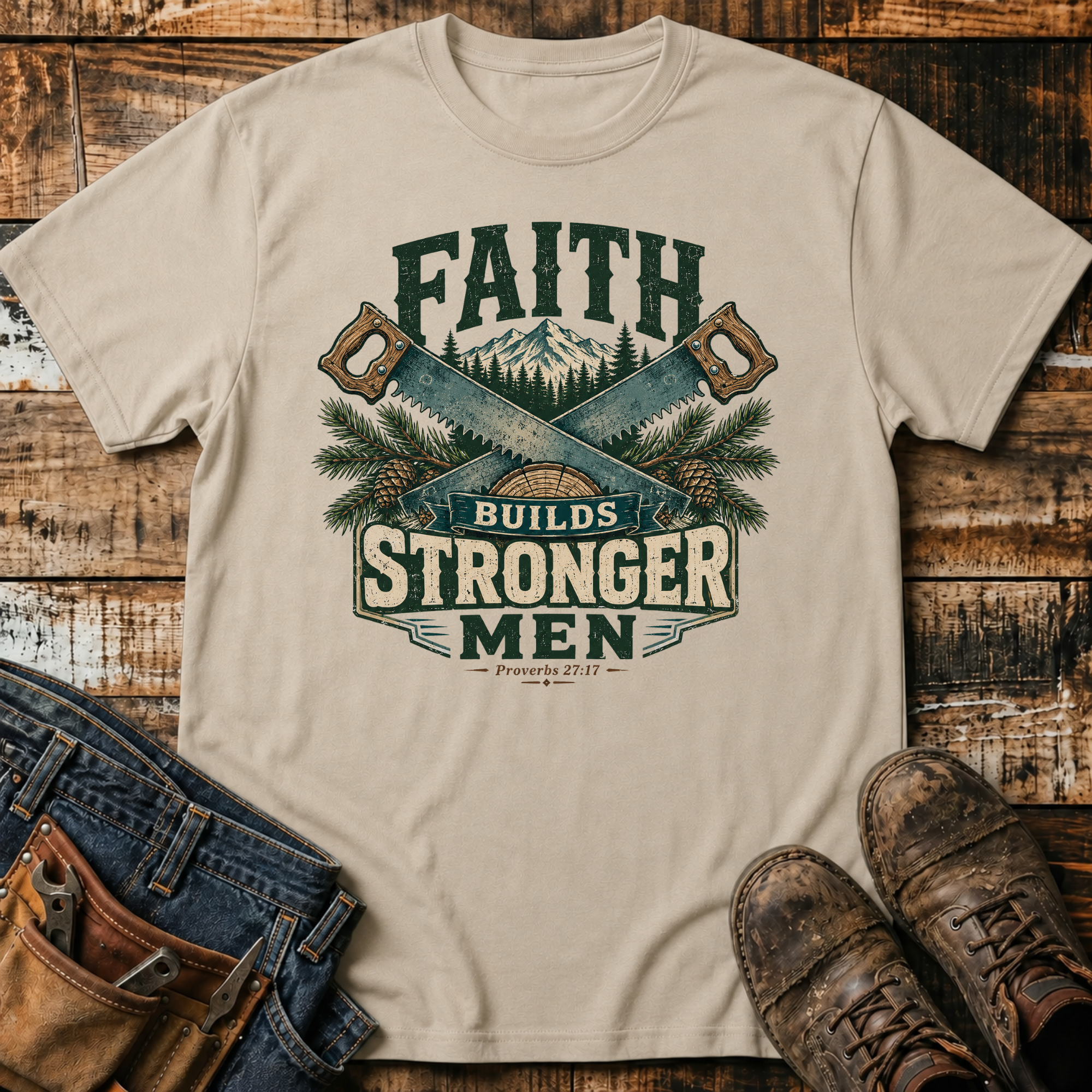Faith Builds Stronger Men T-Shirt