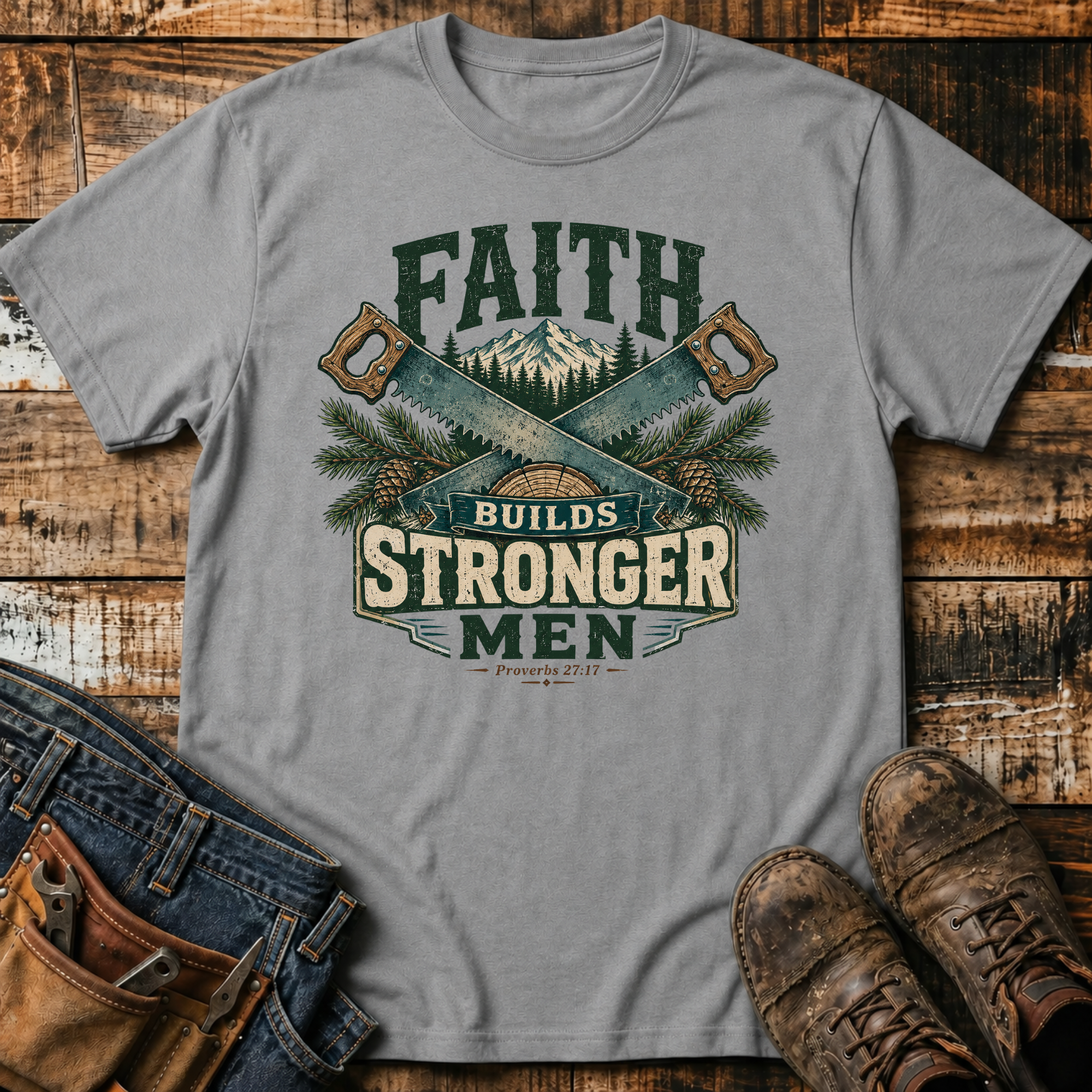Faith Builds Stronger Men T-Shirt