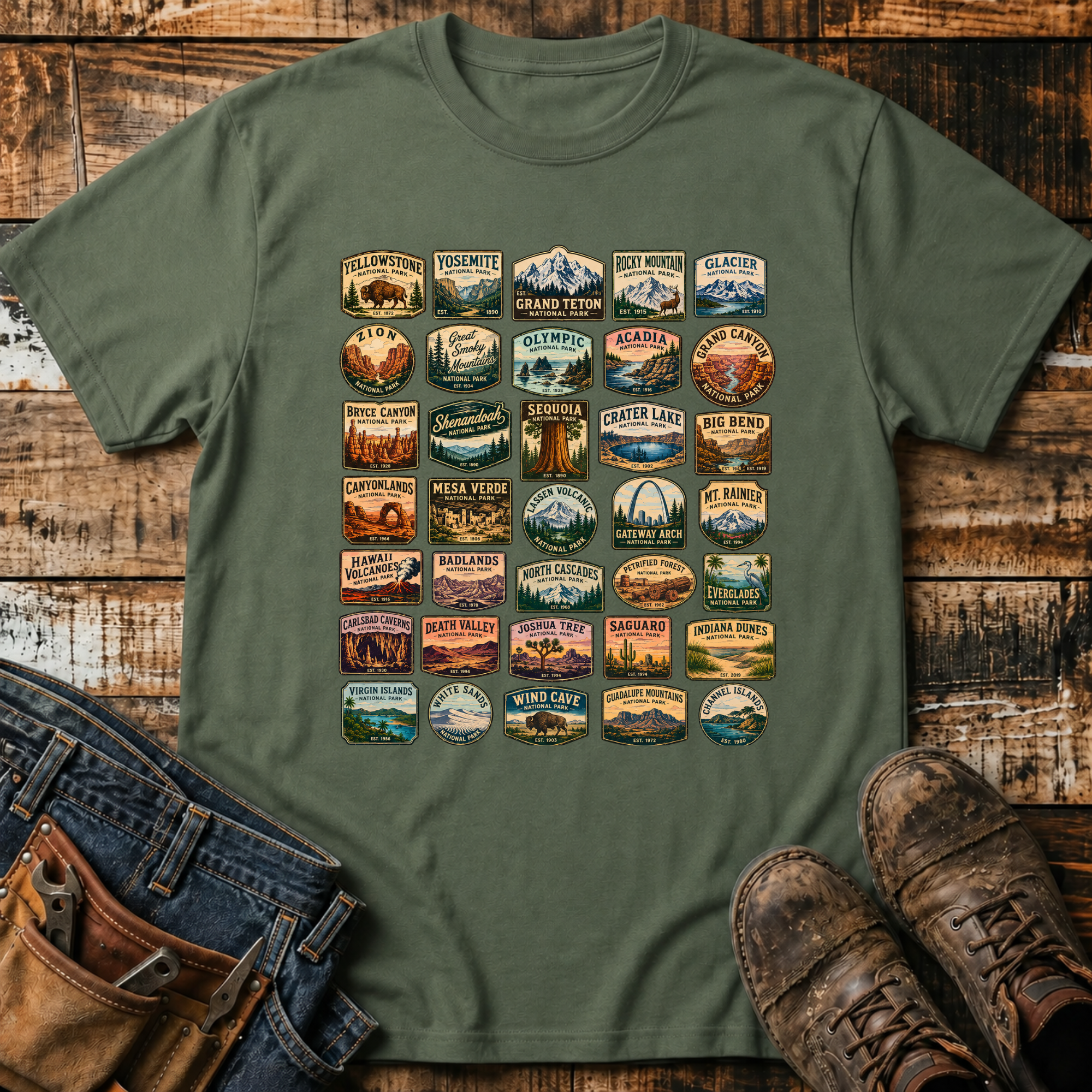 National Parks Badge Grid T-Shirt