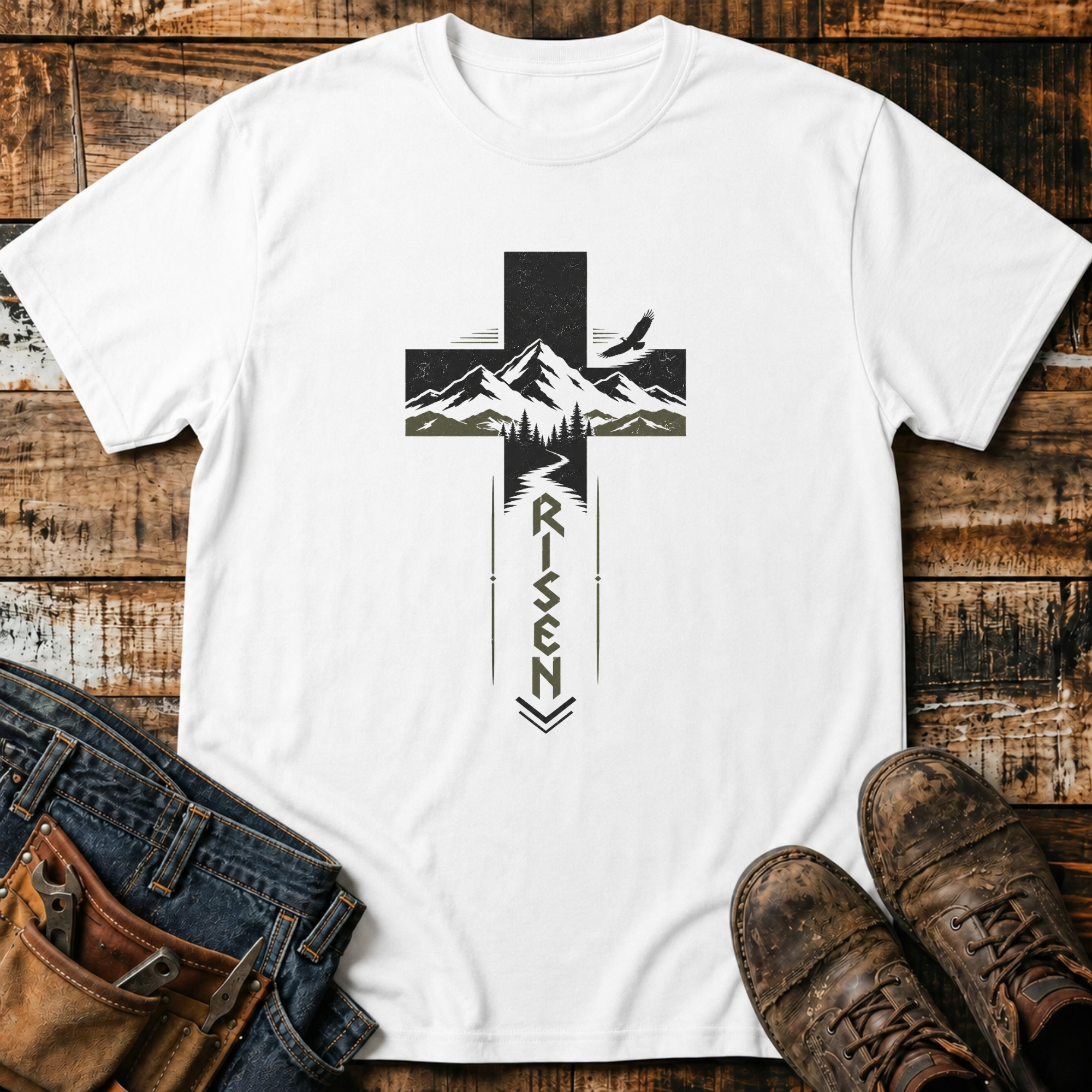 Risen Mountain Cross T-Shirt