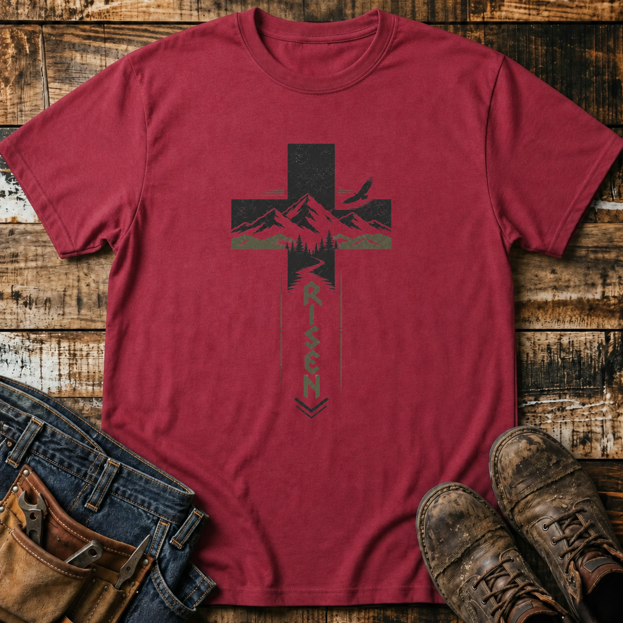 Risen Mountain Cross T-Shirt