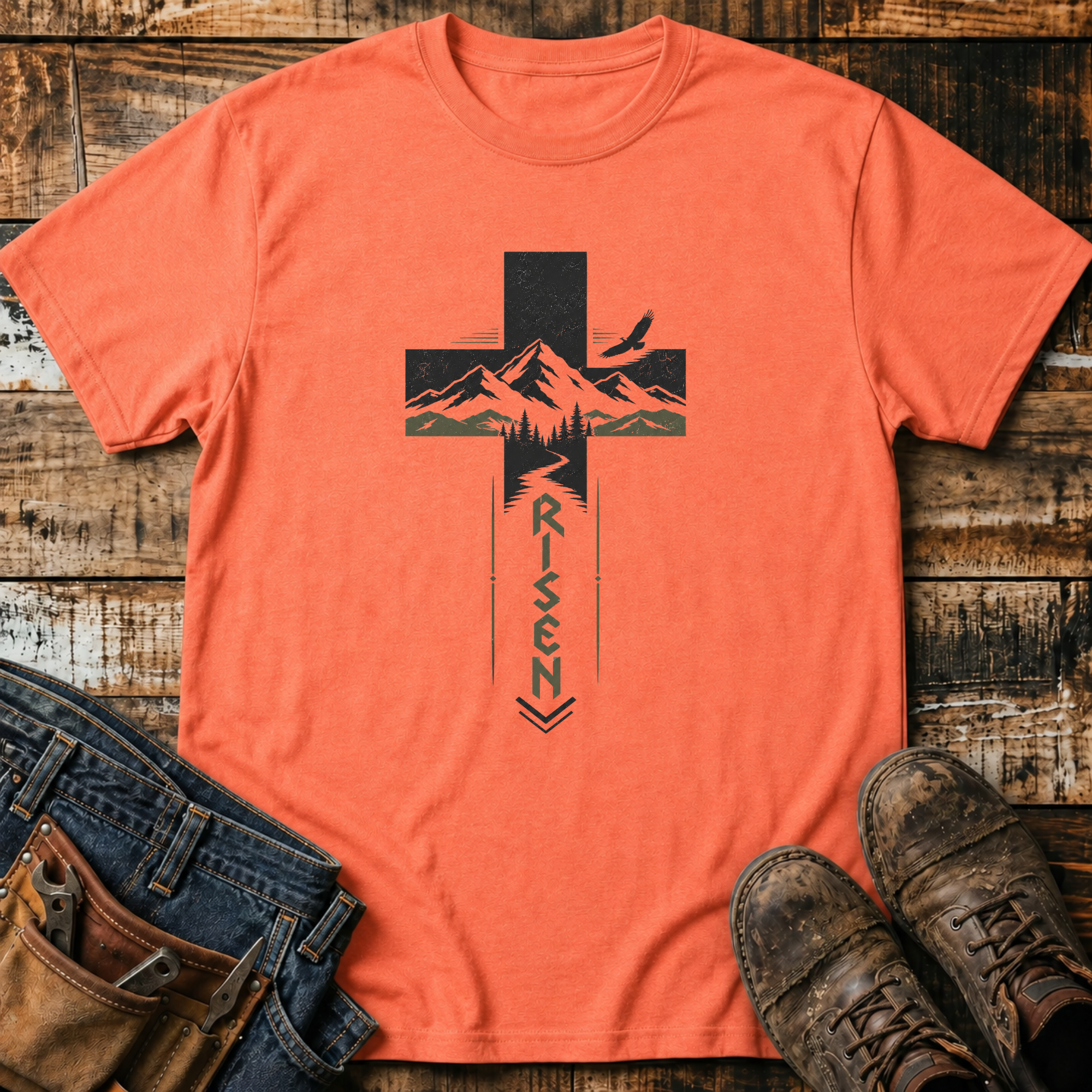 Risen Mountain Cross T-Shirt