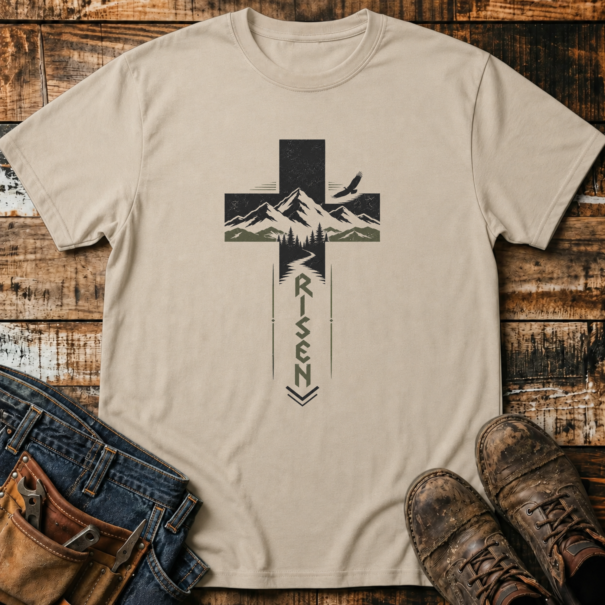 Risen Mountain Cross T-Shirt