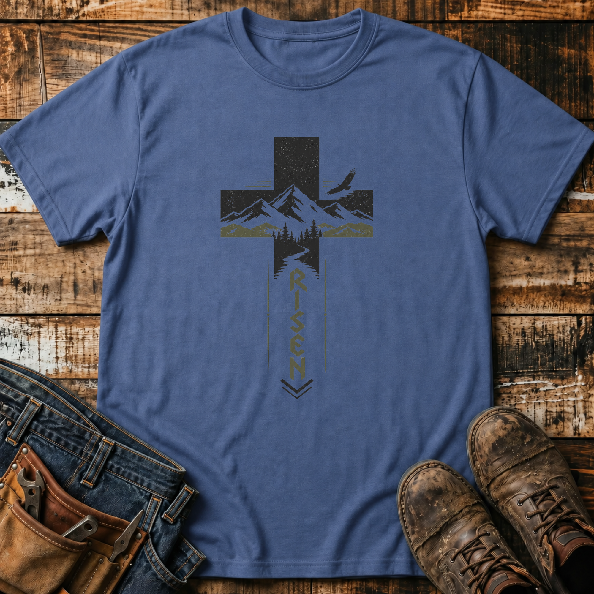 Risen Mountain Cross T-Shirt