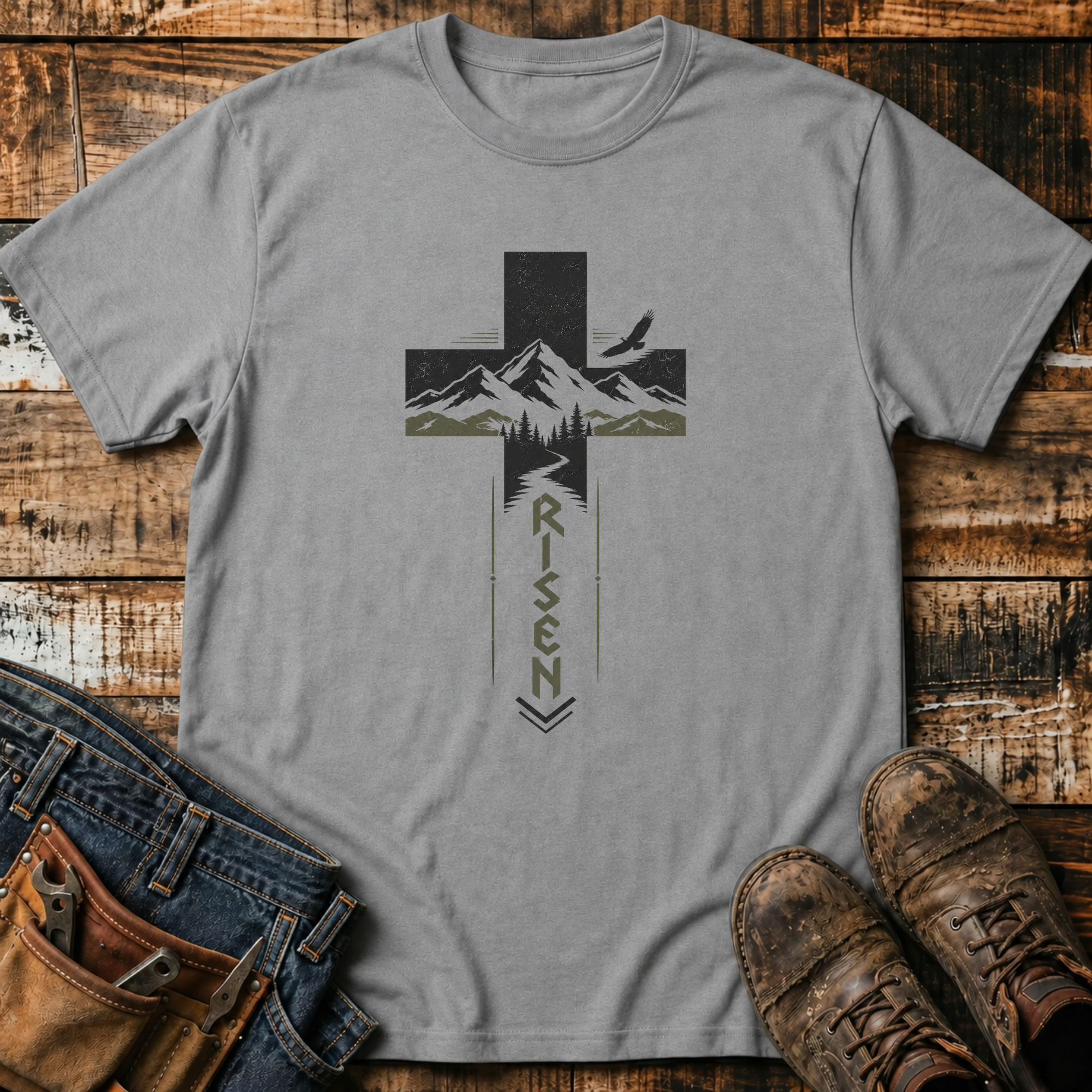 Risen Mountain Cross T-Shirt