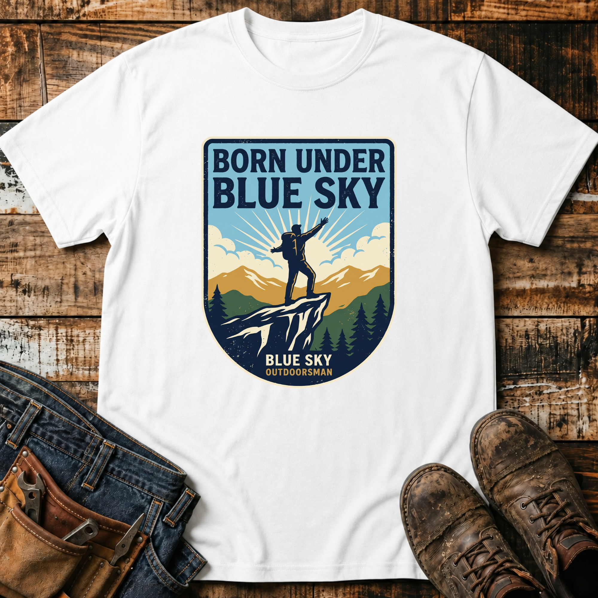 Born Under Blue Sky Hiking T-Shirt