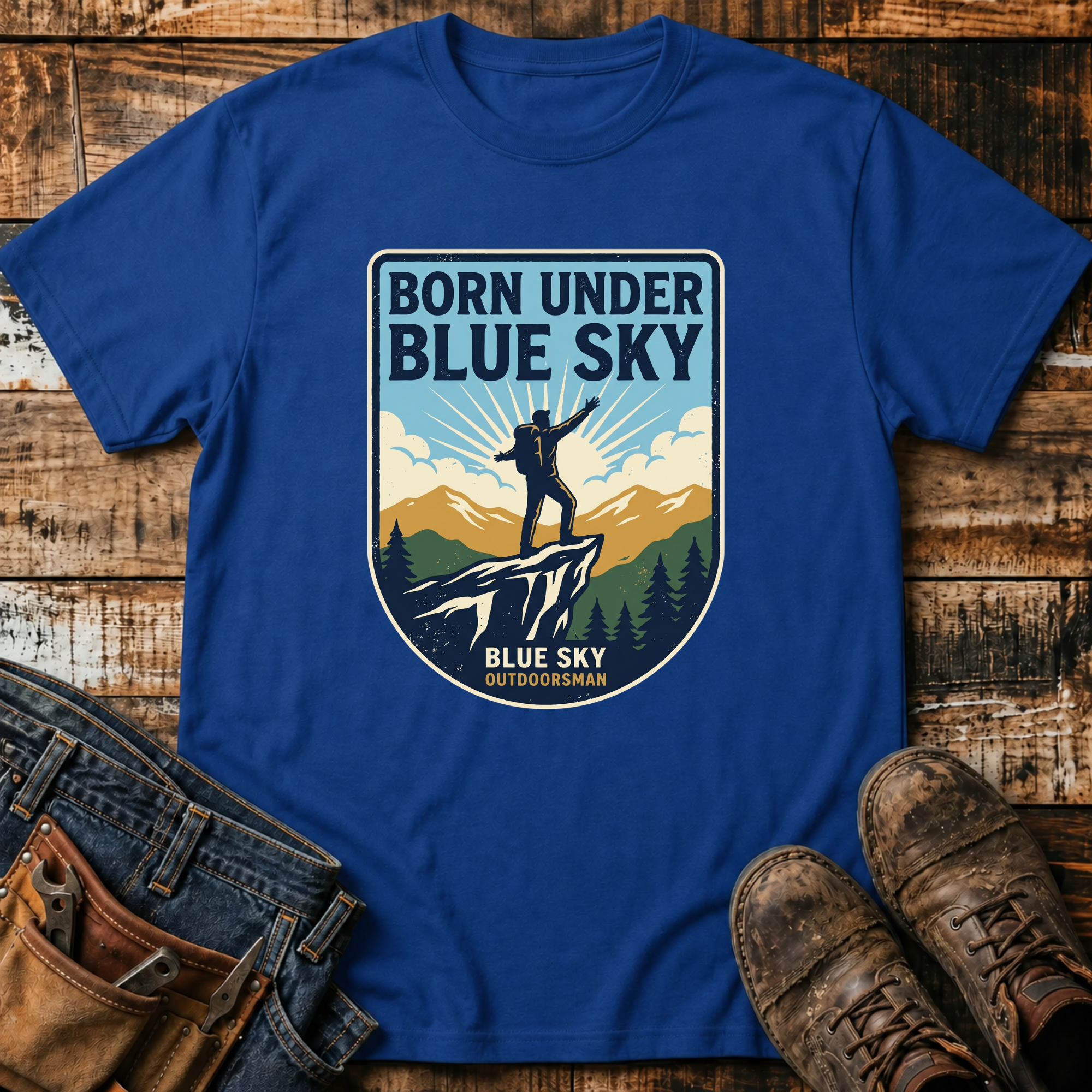 Born Under Blue Sky Hiking T-Shirt
