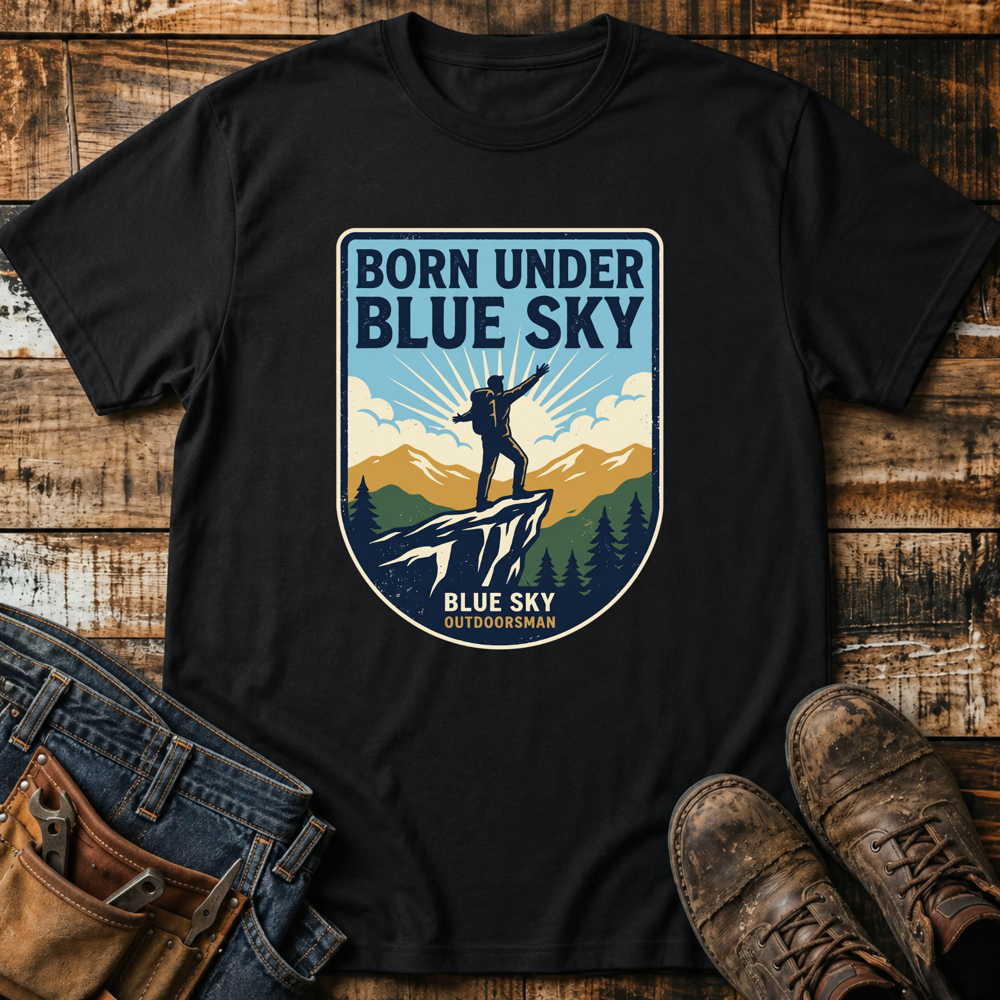 Born Under Blue Sky Hiking T-Shirt