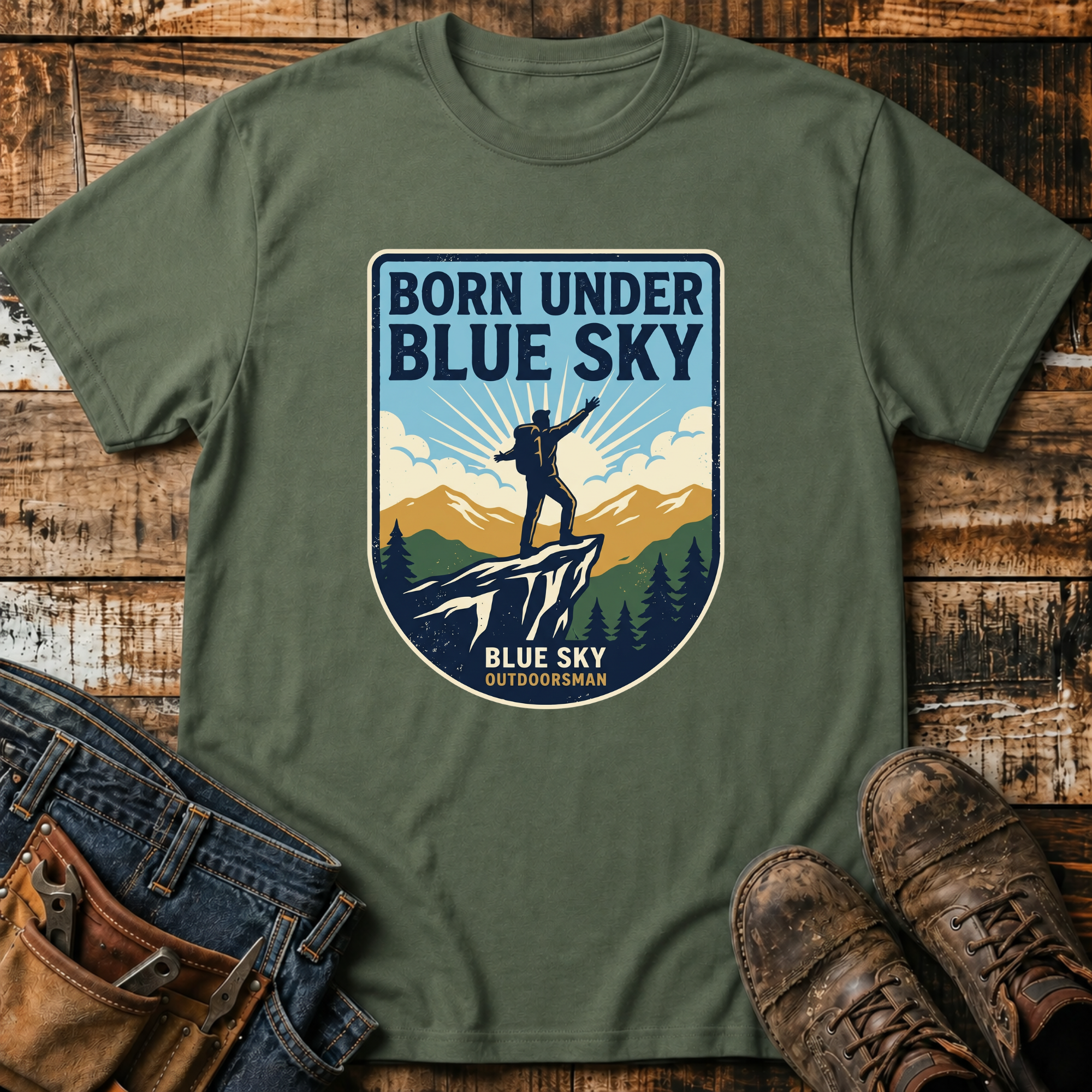Born Under Blue Sky Hiking T-Shirt