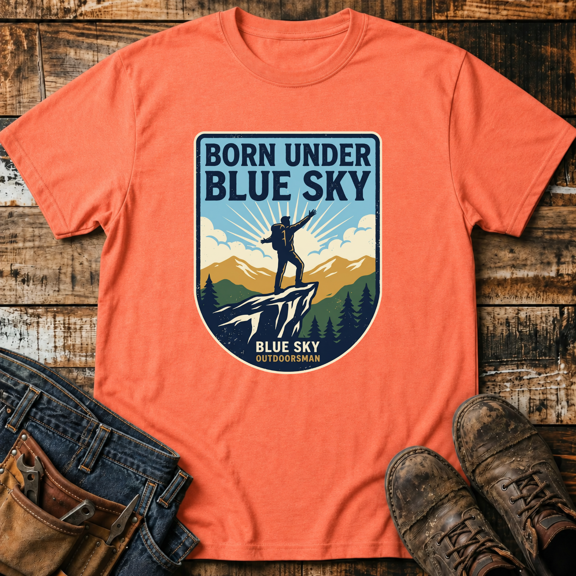 Born Under Blue Sky Hiking T-Shirt