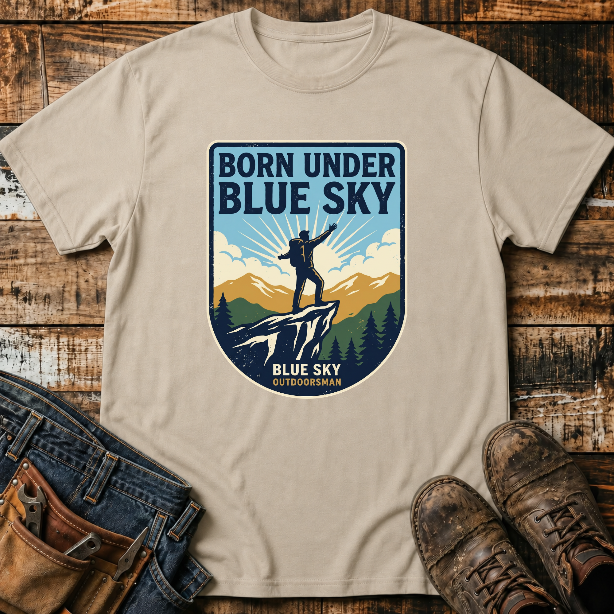 Born Under Blue Sky Hiking T-Shirt