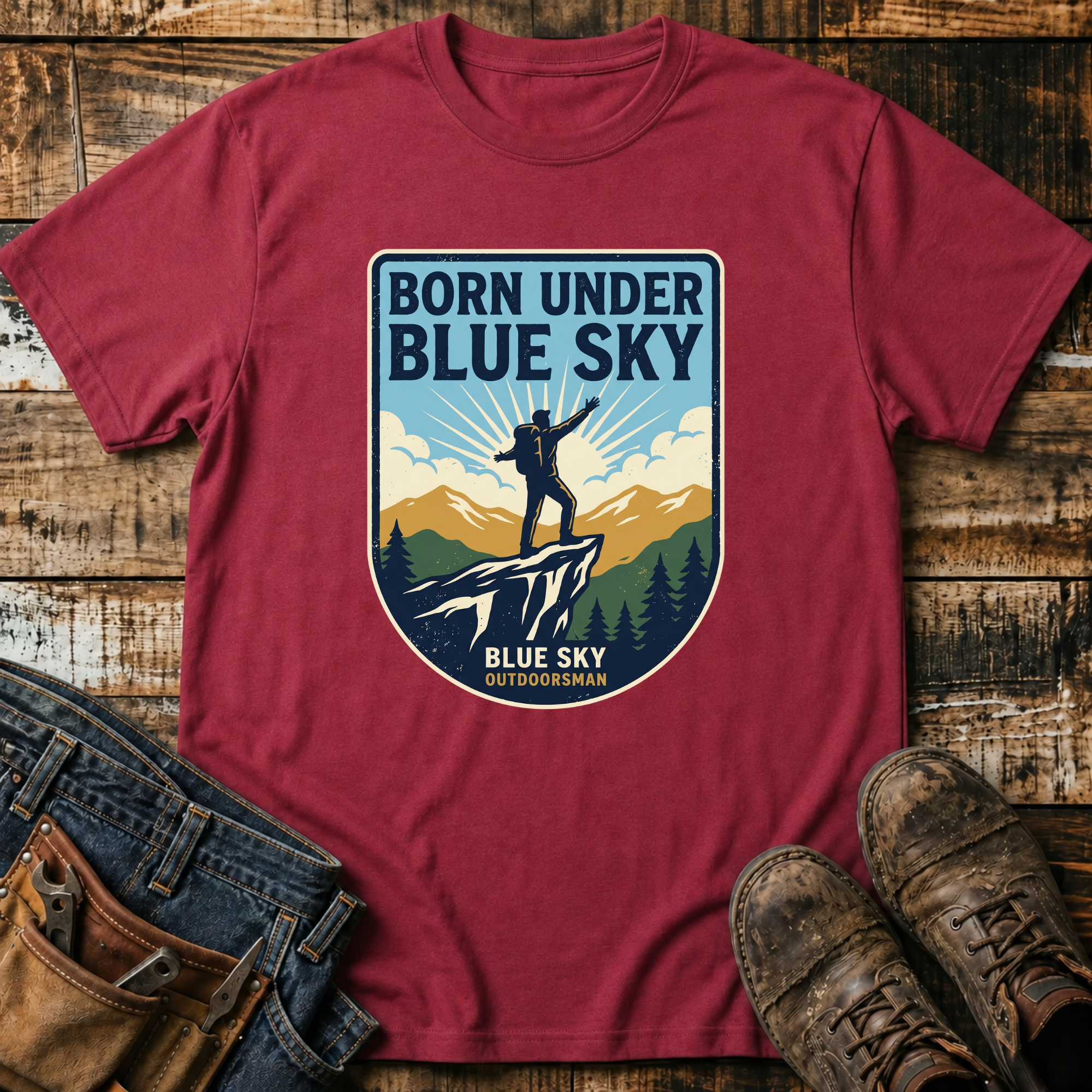 Born Under Blue Sky Hiking T-Shirt