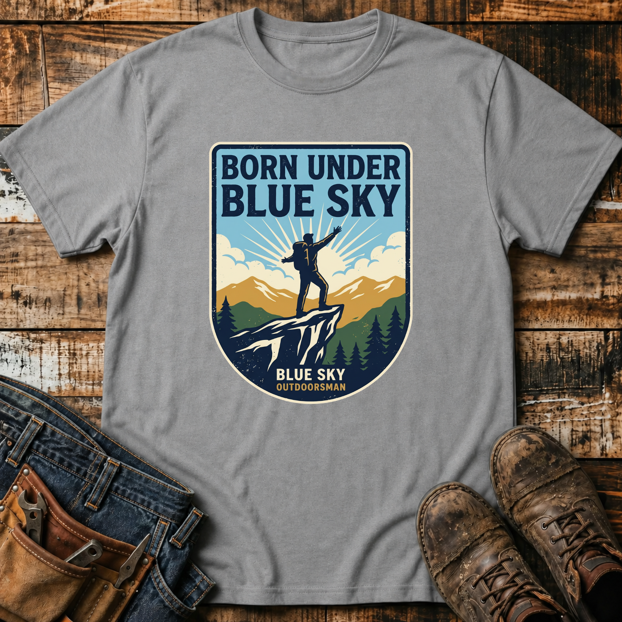 Born Under Blue Sky Hiking T-Shirt