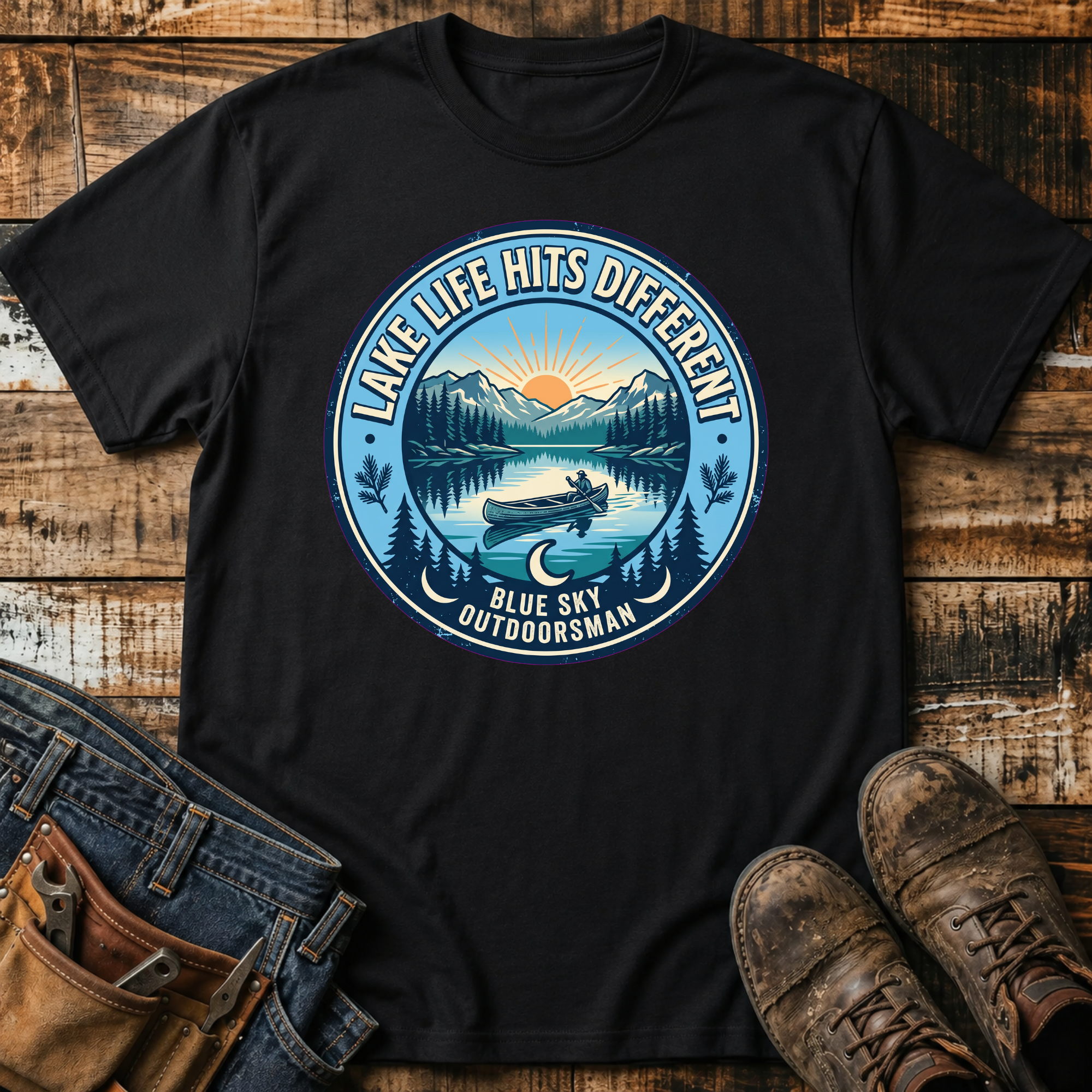 Outdoorsman Lake Life Hits Different T-Shirt
