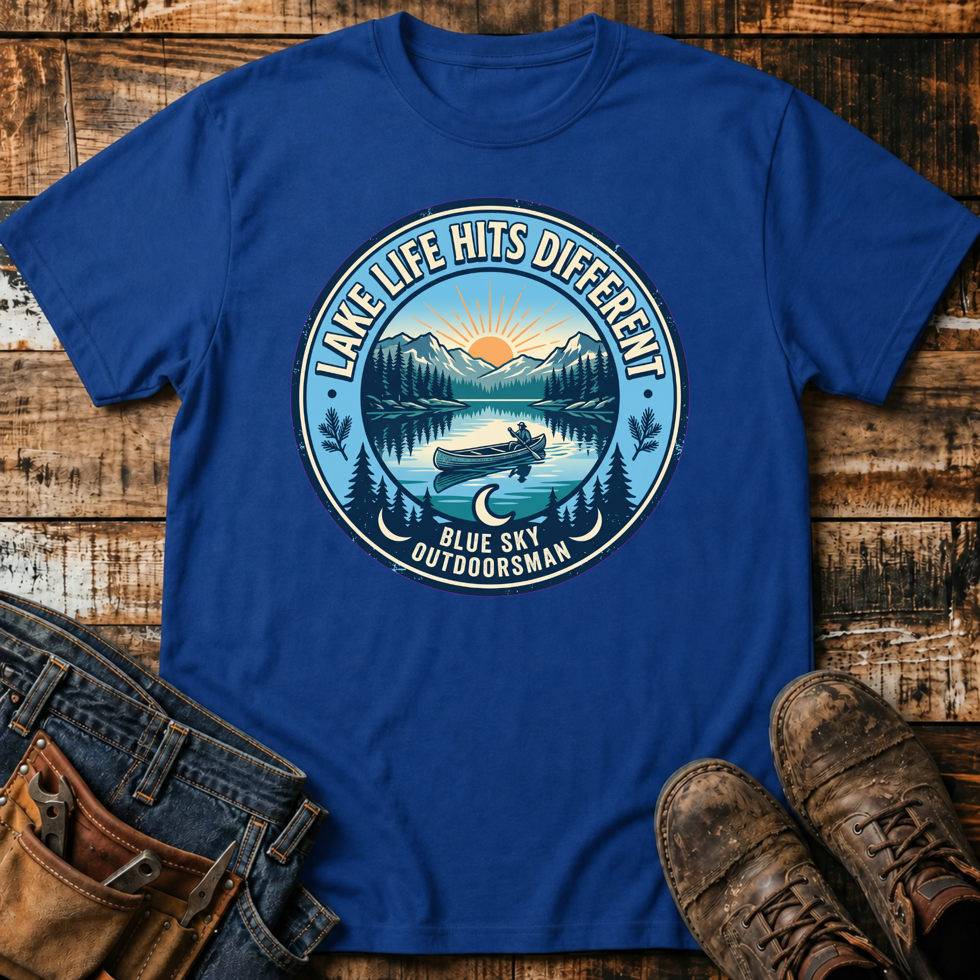 Outdoorsman Lake Life Hits Different T-Shirt