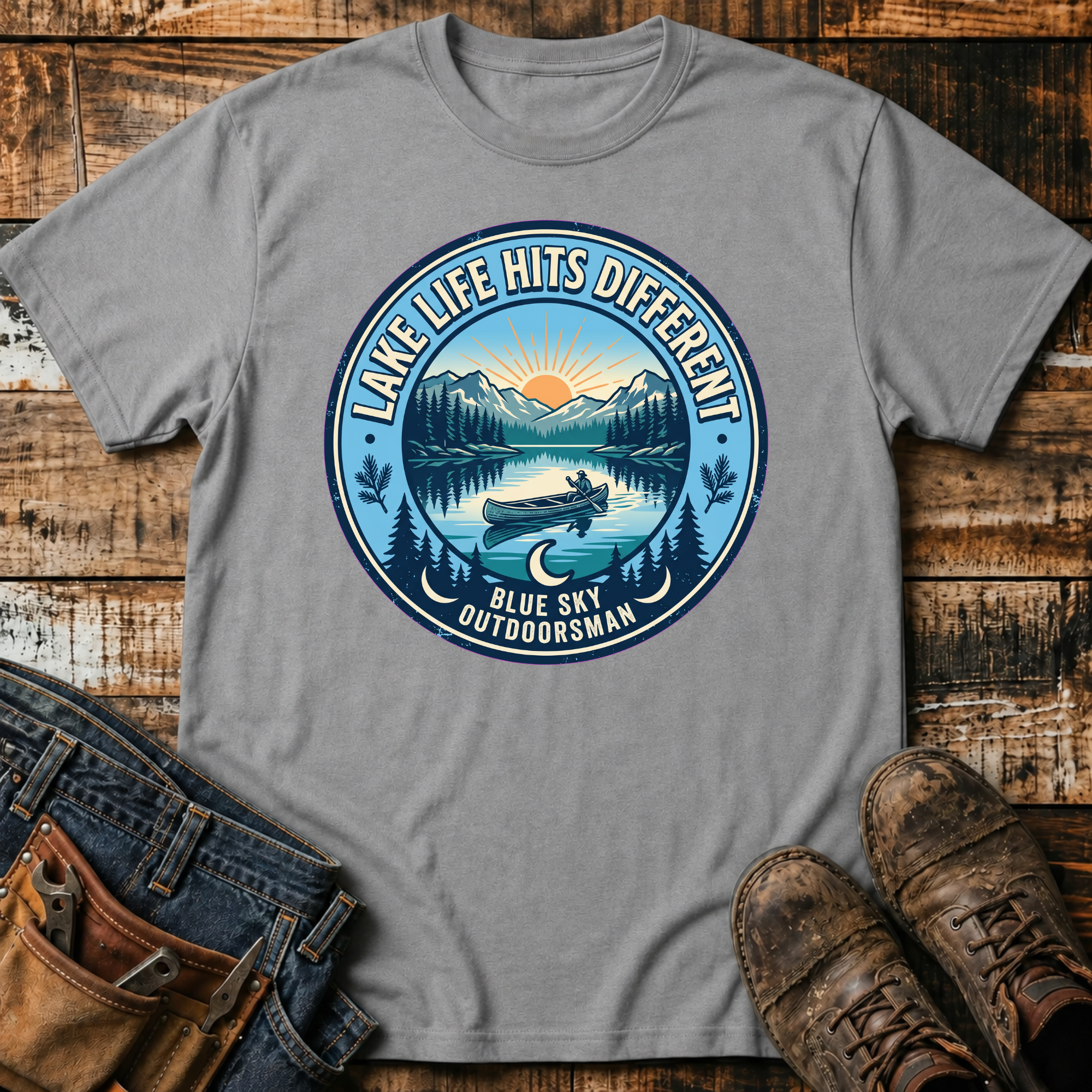 Outdoorsman Lake Life Hits Different T-Shirt