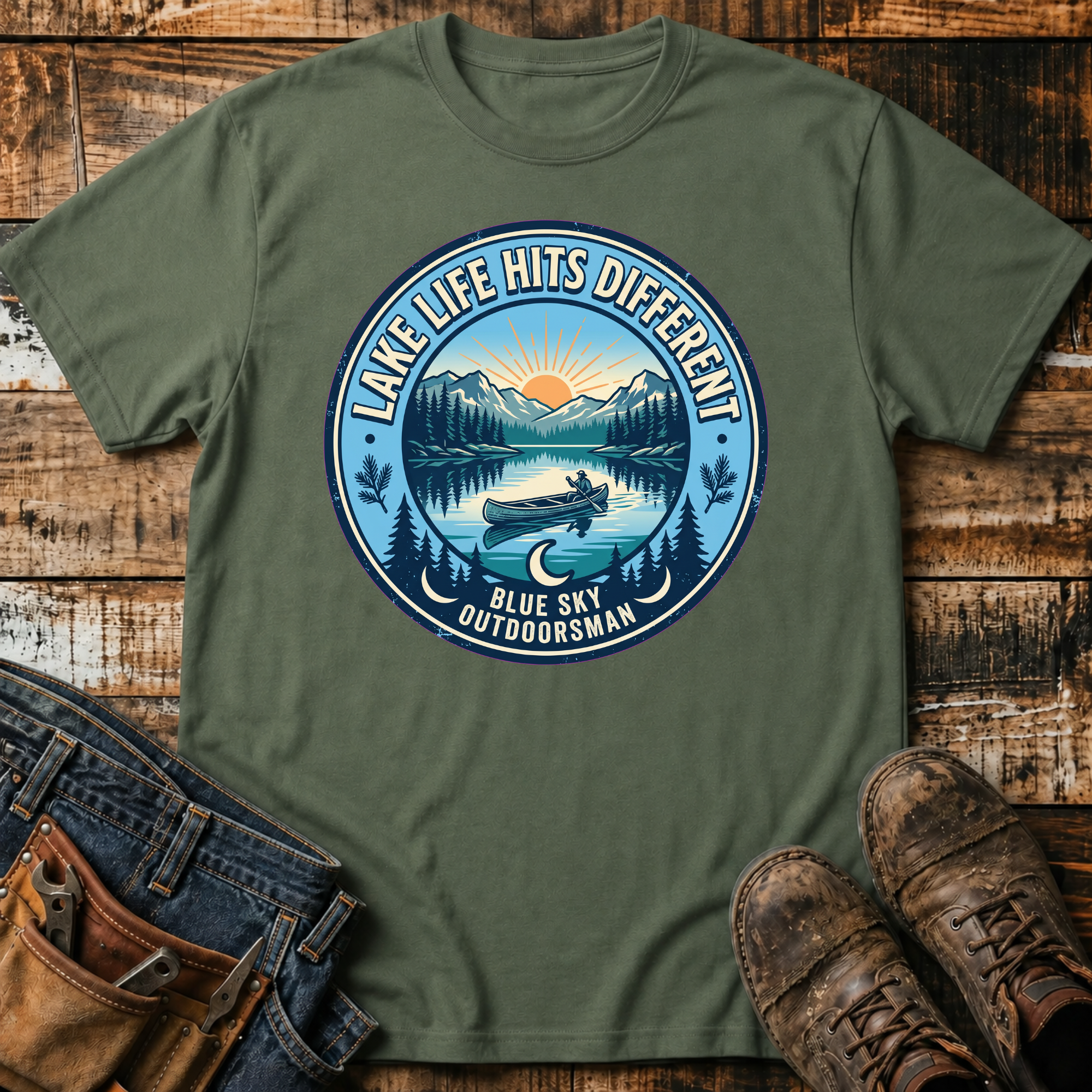 Outdoorsman Lake Life Hits Different T-Shirt