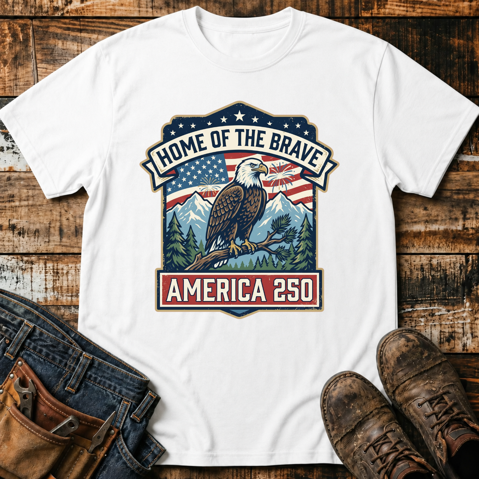 Home of the Brave America 250 Eagle T-Shirt