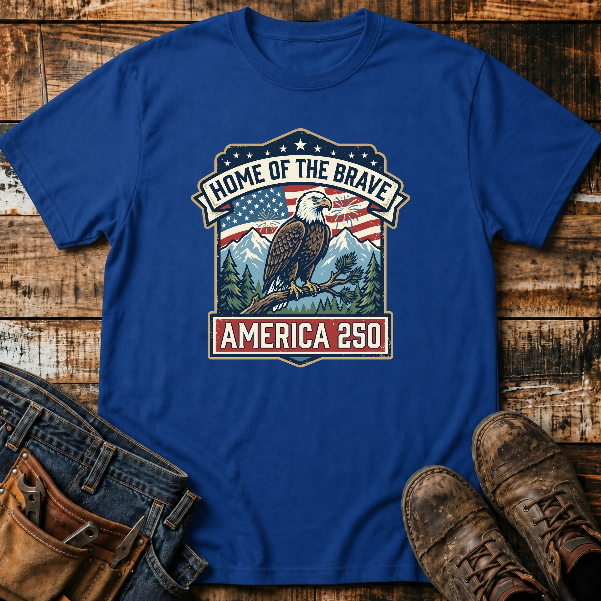 Home of the Brave America 250 Eagle T-Shirt
