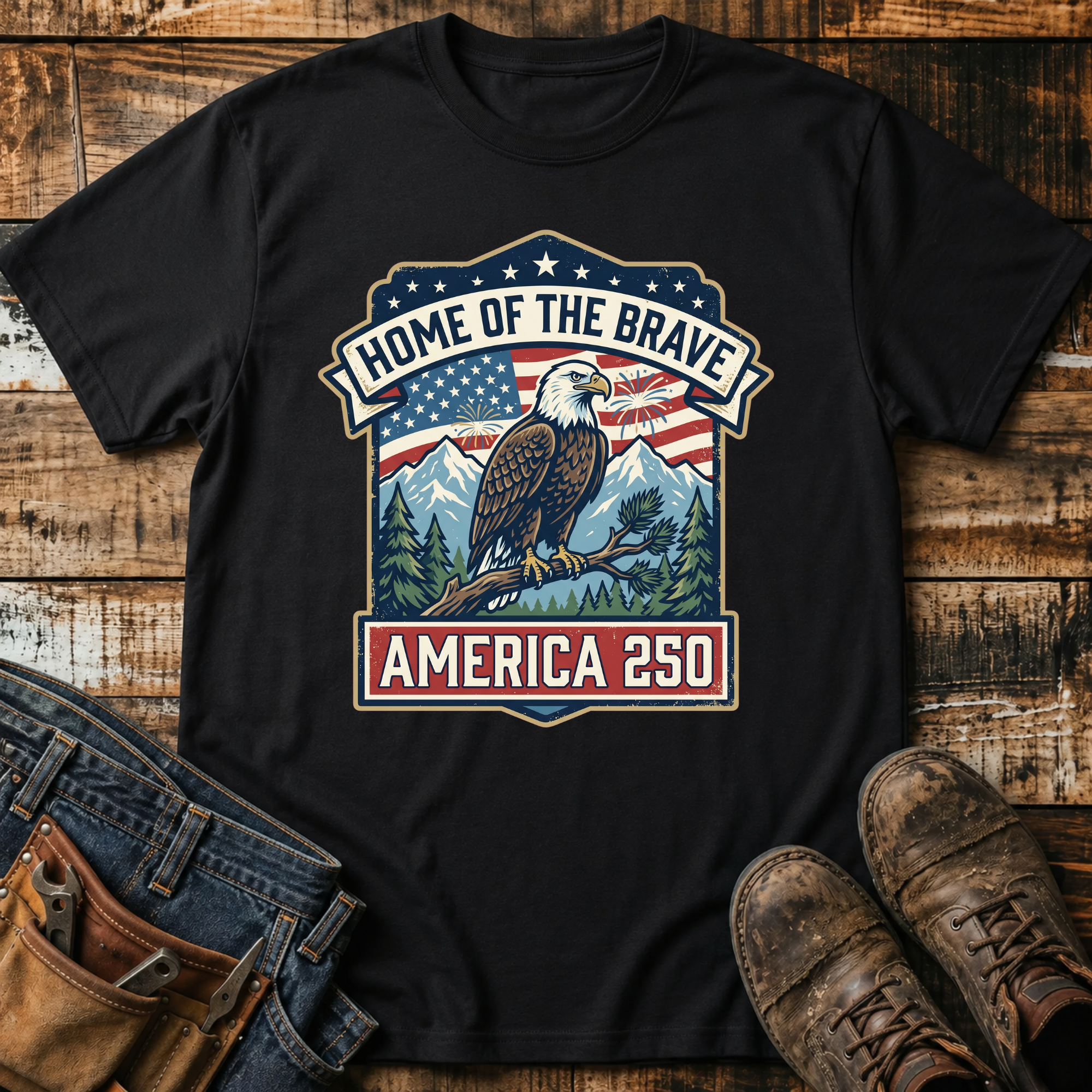 Home of the Brave America 250 Eagle T-Shirt