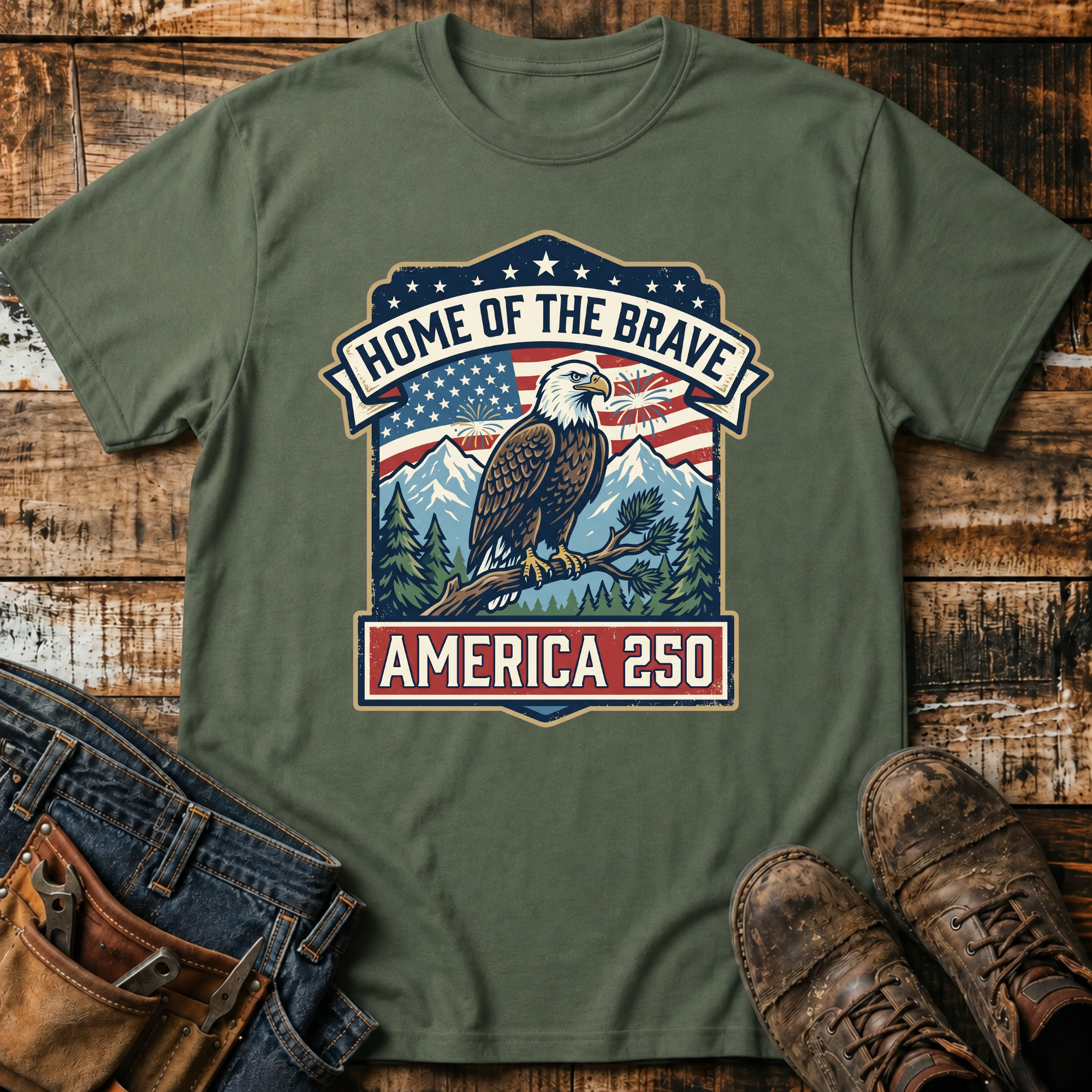 Home of the Brave America 250 Eagle T-Shirt