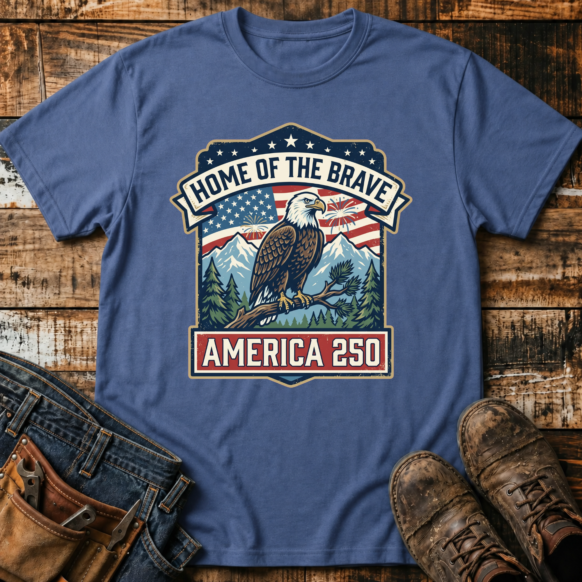 Home of the Brave America 250 Eagle T-Shirt