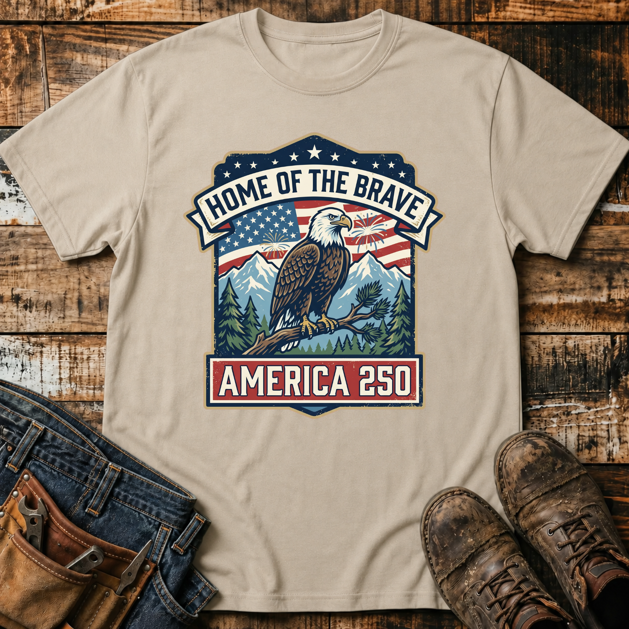 Home of the Brave America 250 Eagle T-Shirt