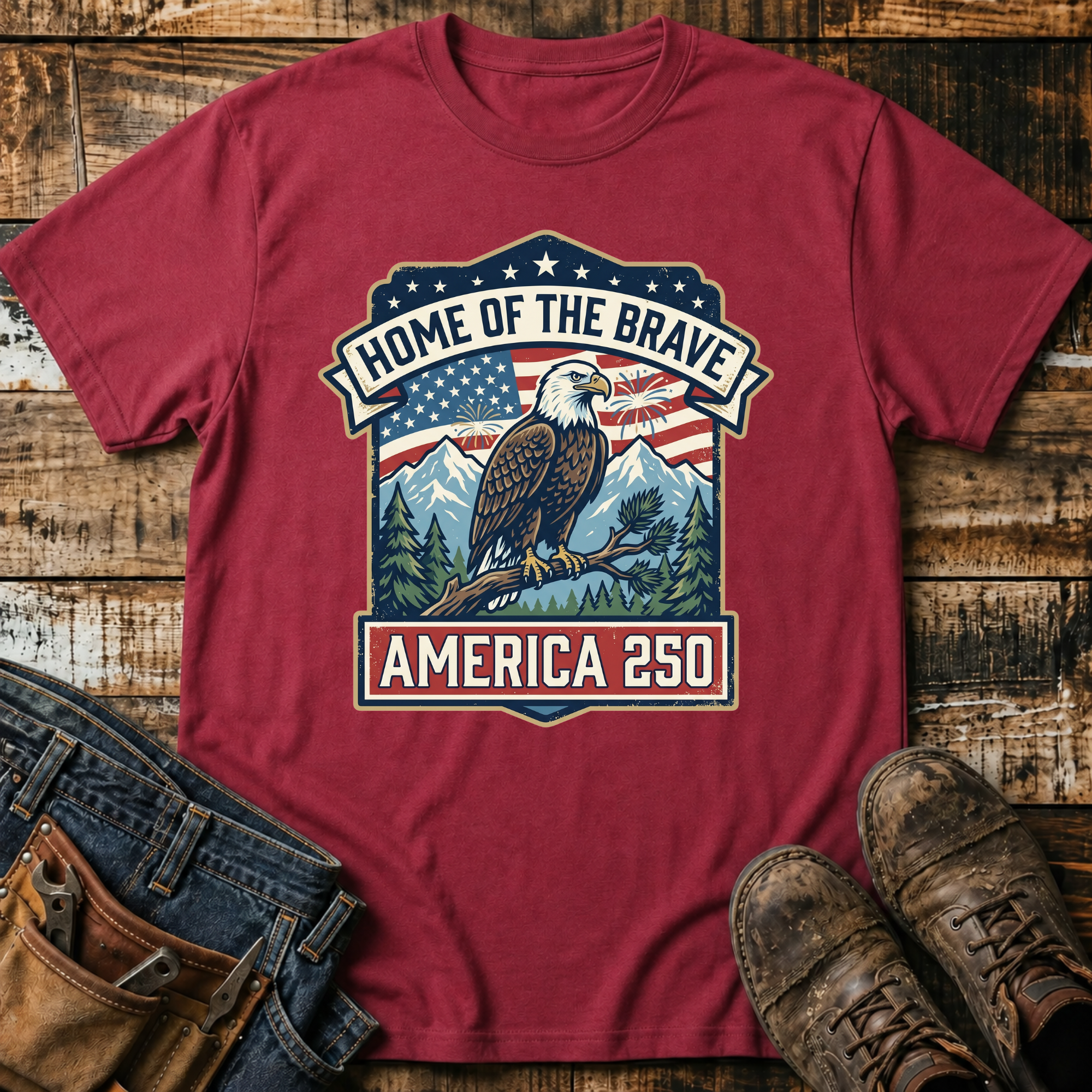 Home of the Brave America 250 Eagle T-Shirt