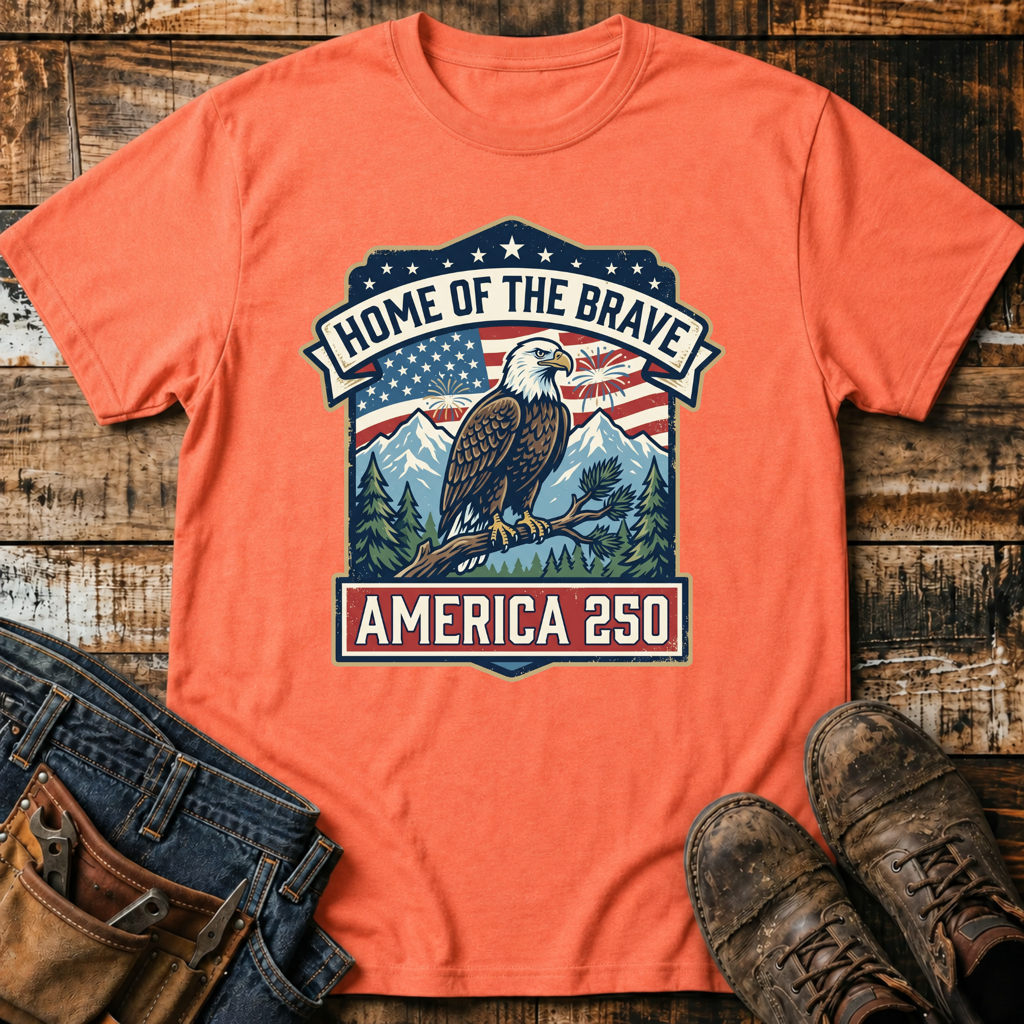 Home of the Brave America 250 Eagle T-Shirt