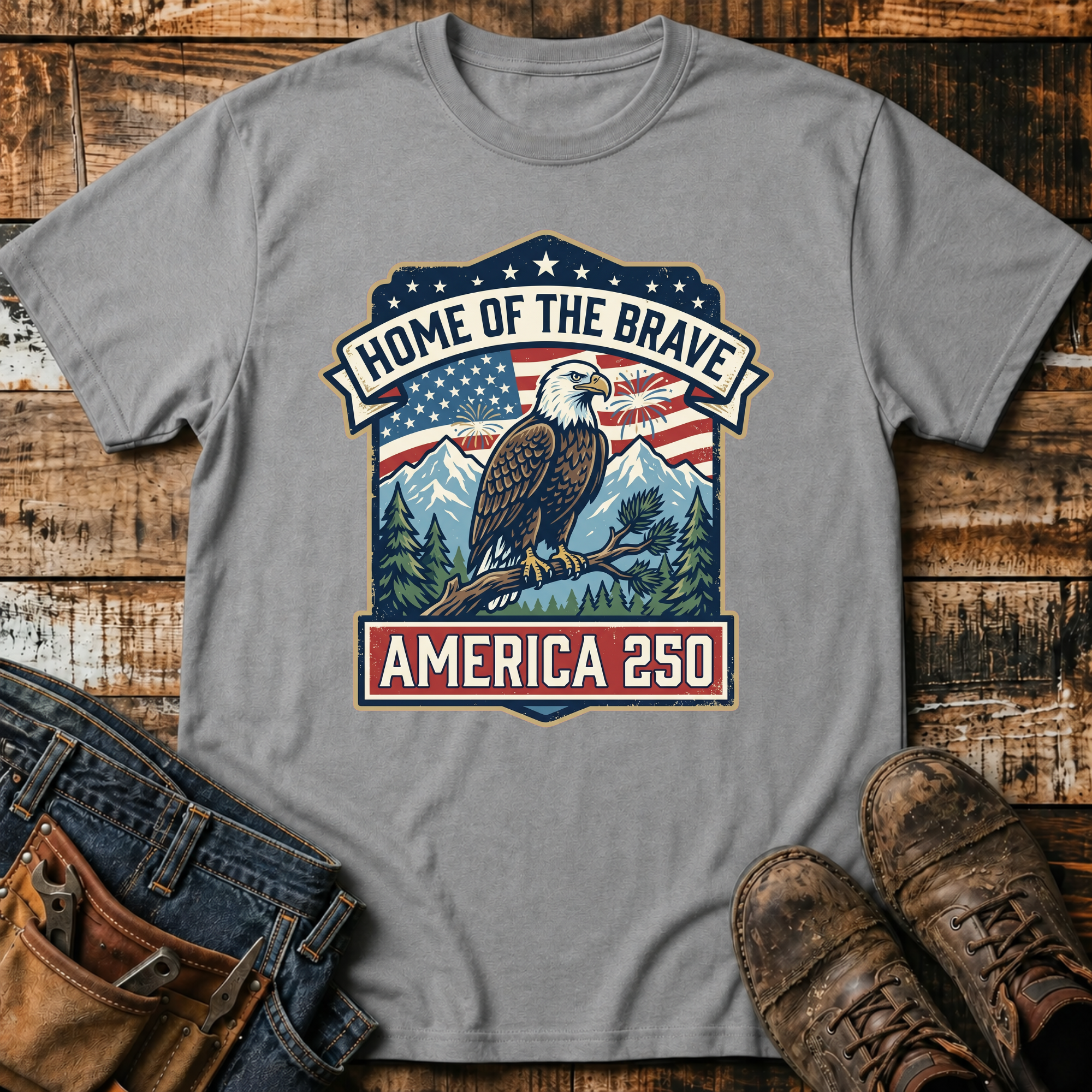 Home of the Brave America 250 Eagle T-Shirt